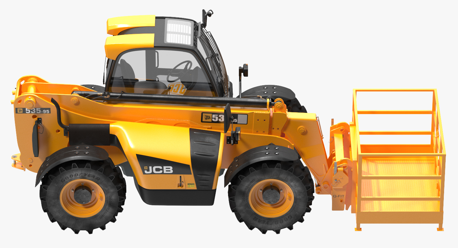 JCB 535 Telehandler Forklift Access Platform Clean Rigged 3D