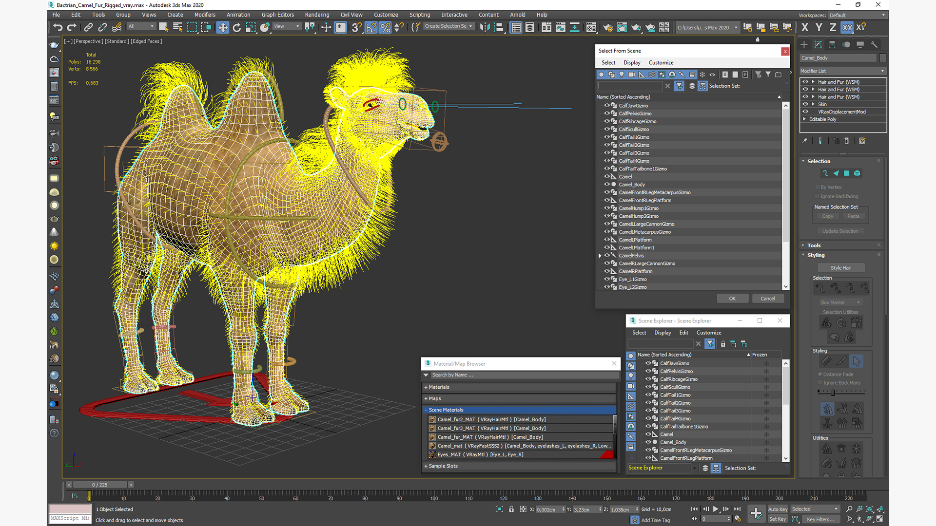 3D model Bactrian Camel Fur Rigged