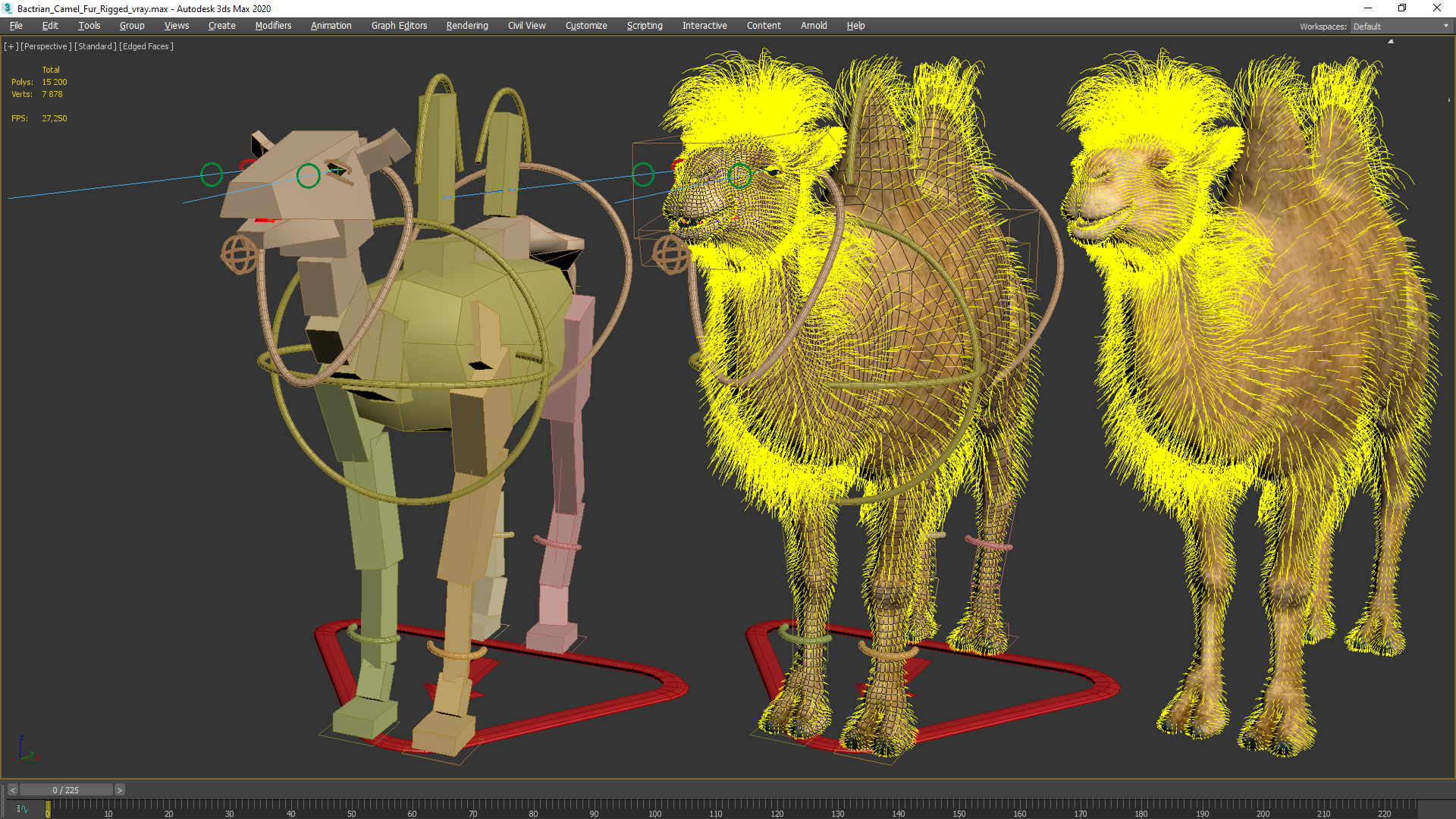 3D model Bactrian Camel Fur Rigged