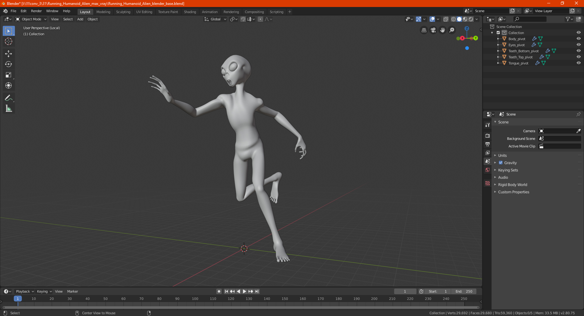 Running Humanoid Alien 3D