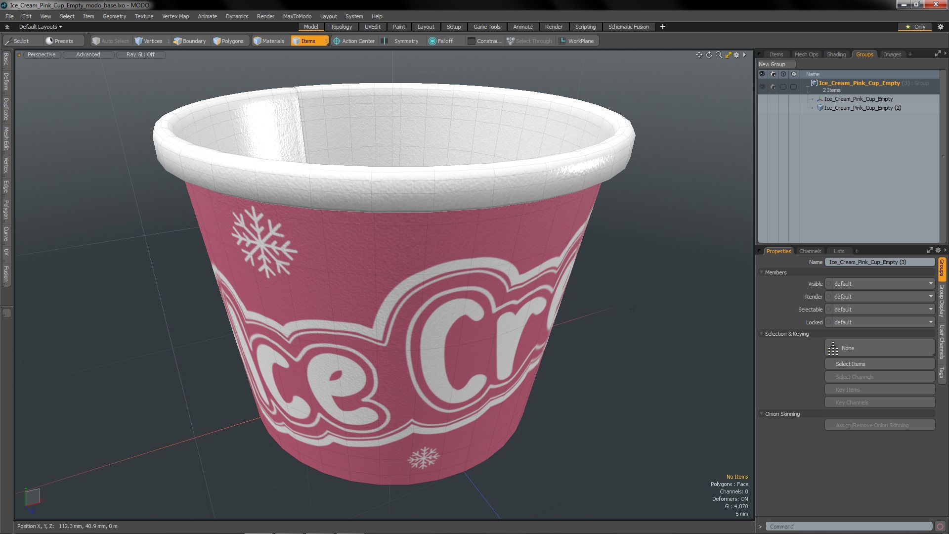 Ice Cream Pink Cup Empty 3D model