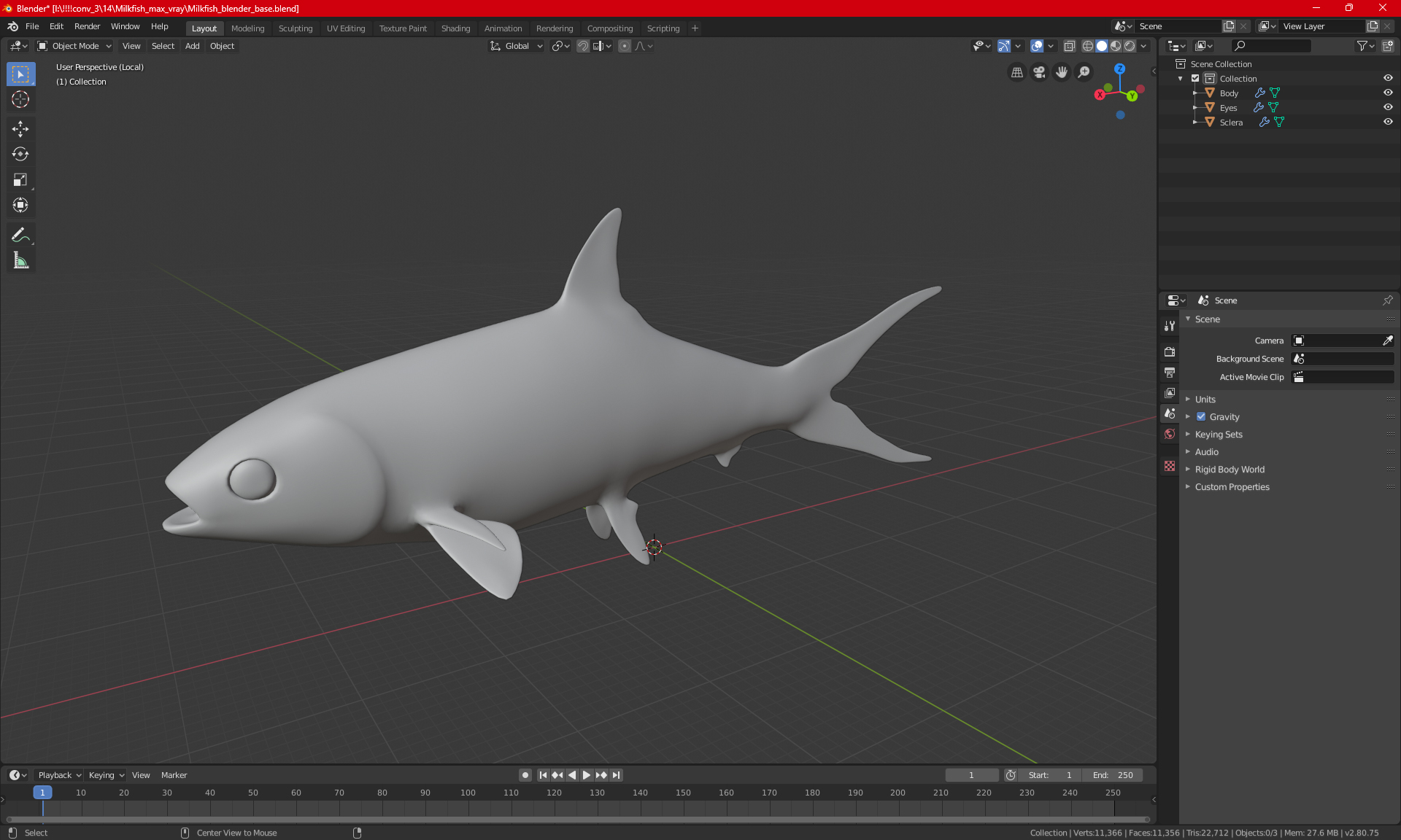 3D model Milkfish