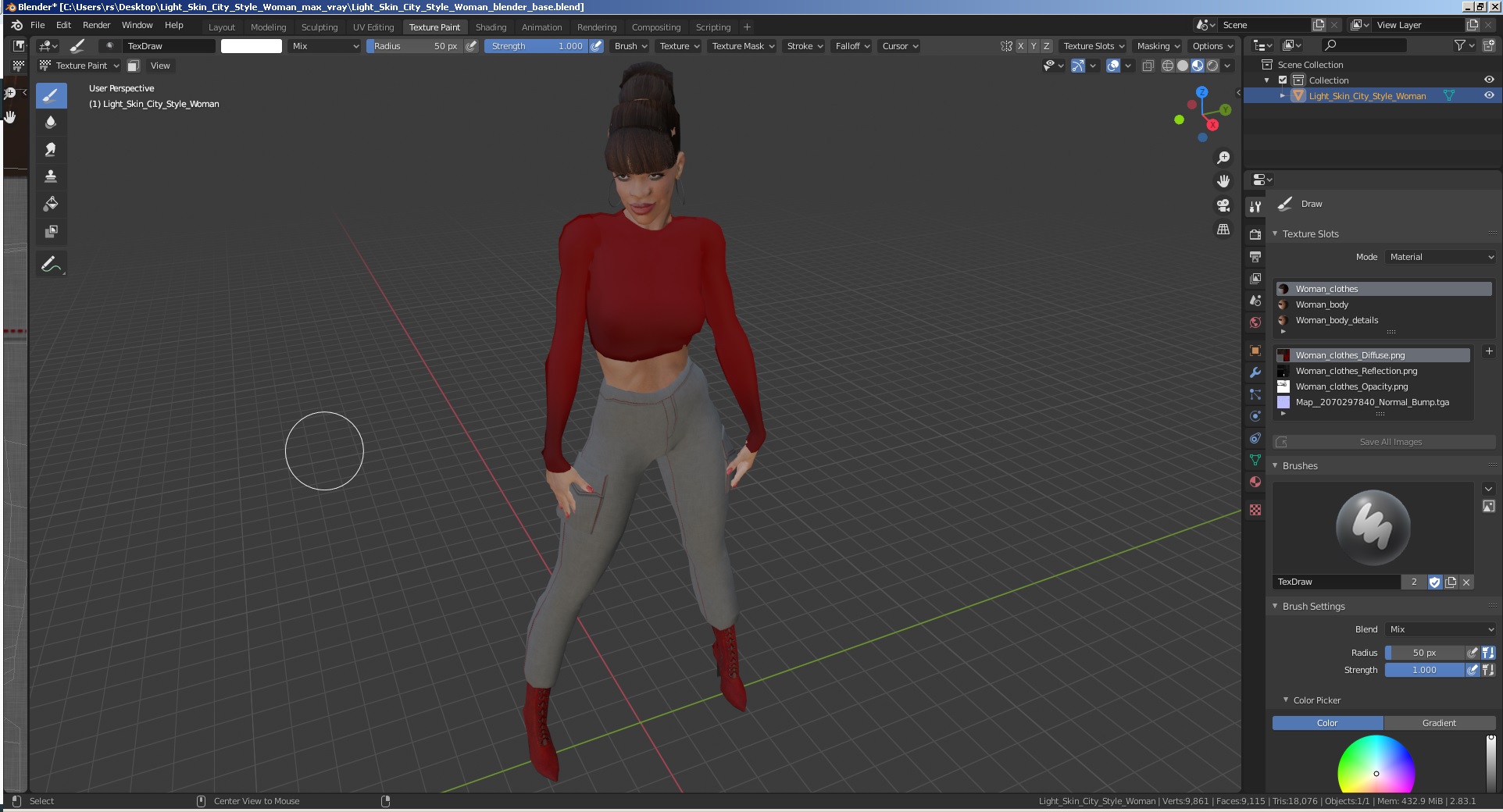 Light Skin City Style Woman 3D