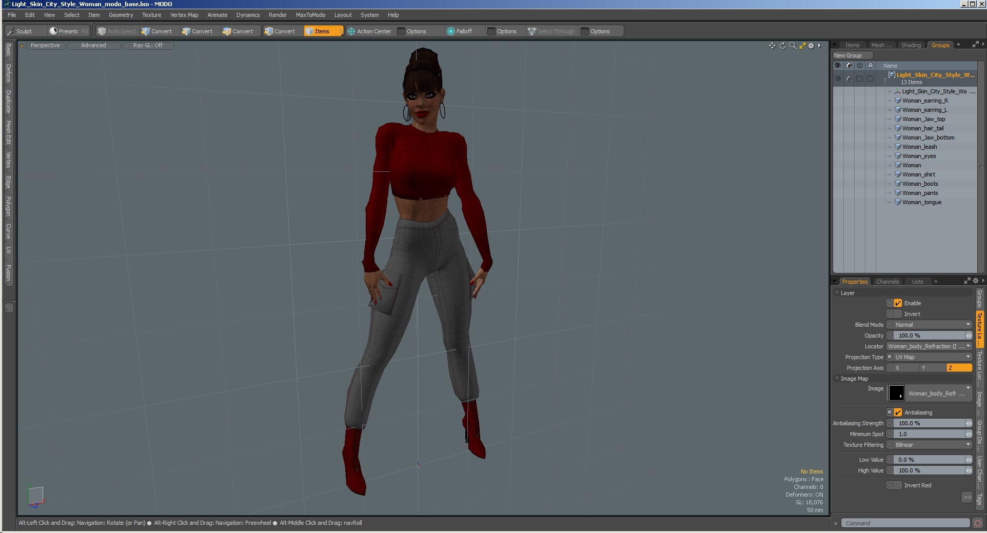 Light Skin City Style Woman 3D