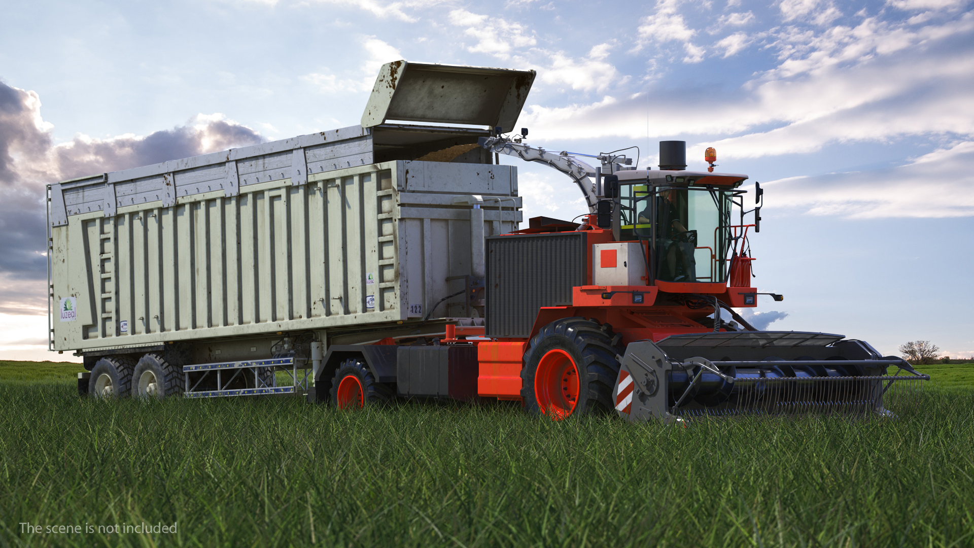 3D Combine Draper Header Rigged model