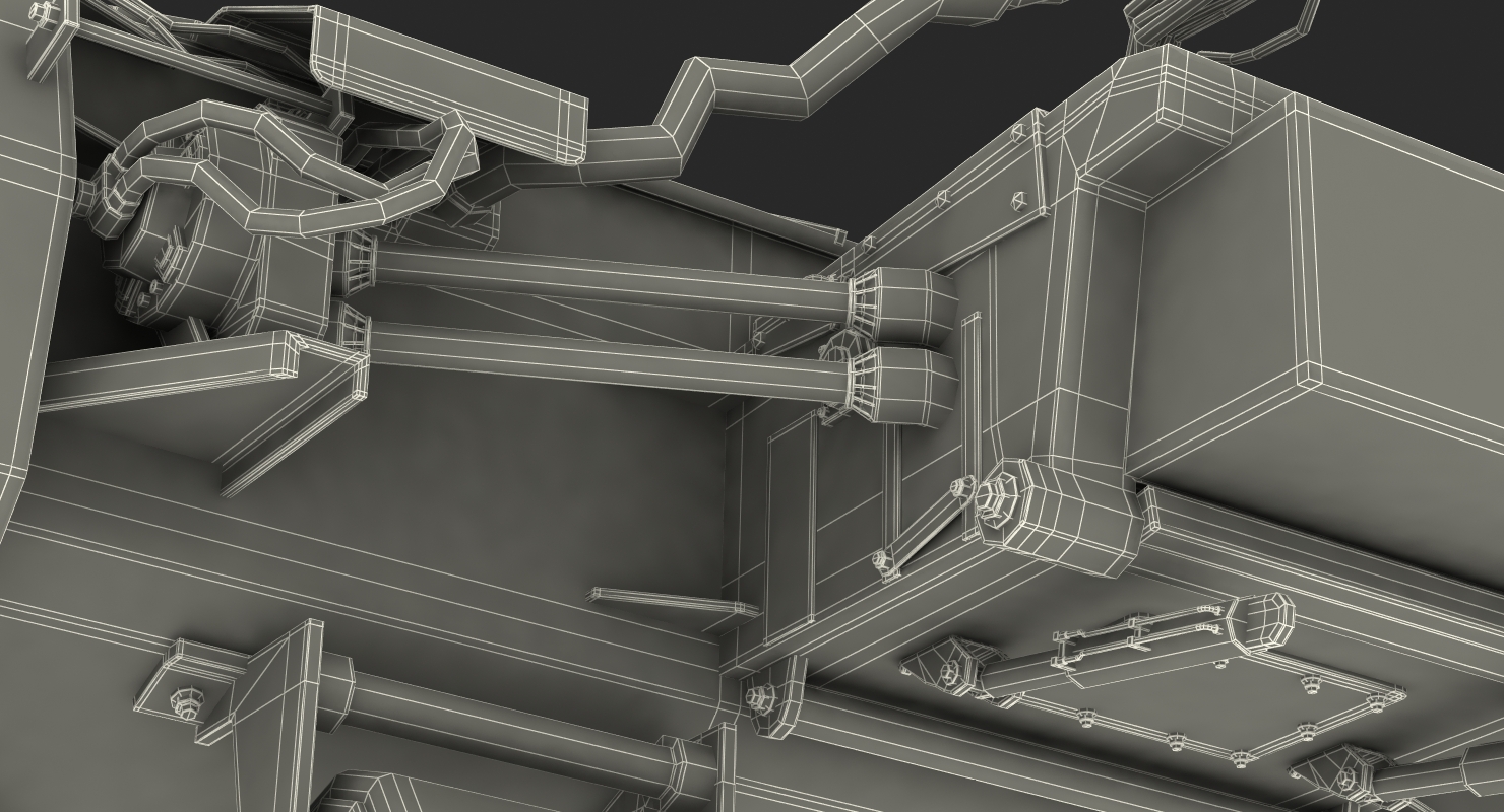 3D Combine Draper Header Rigged model