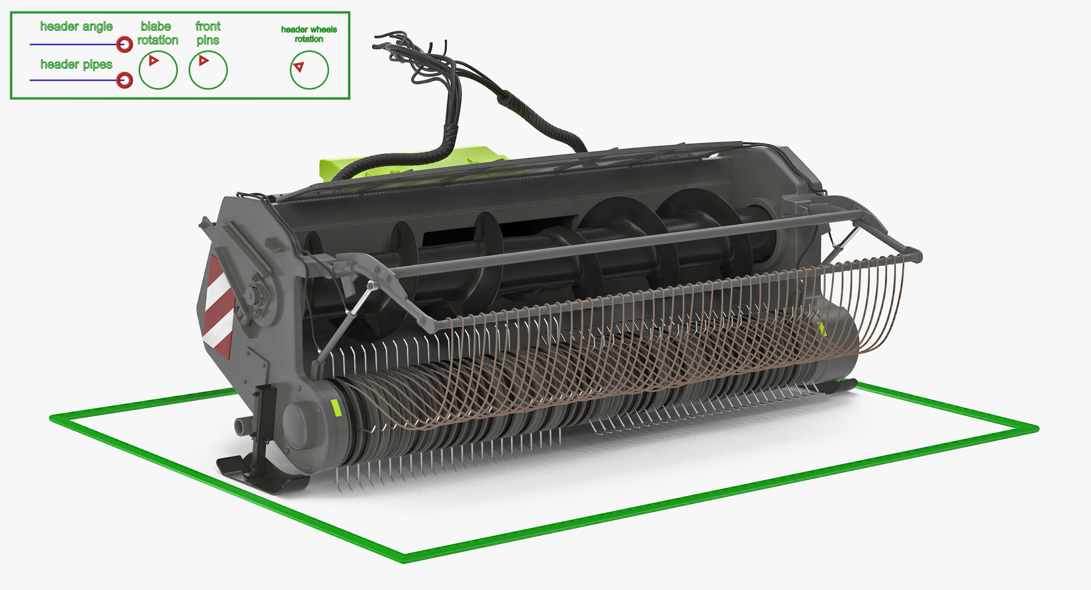3D Combine Draper Header Rigged model