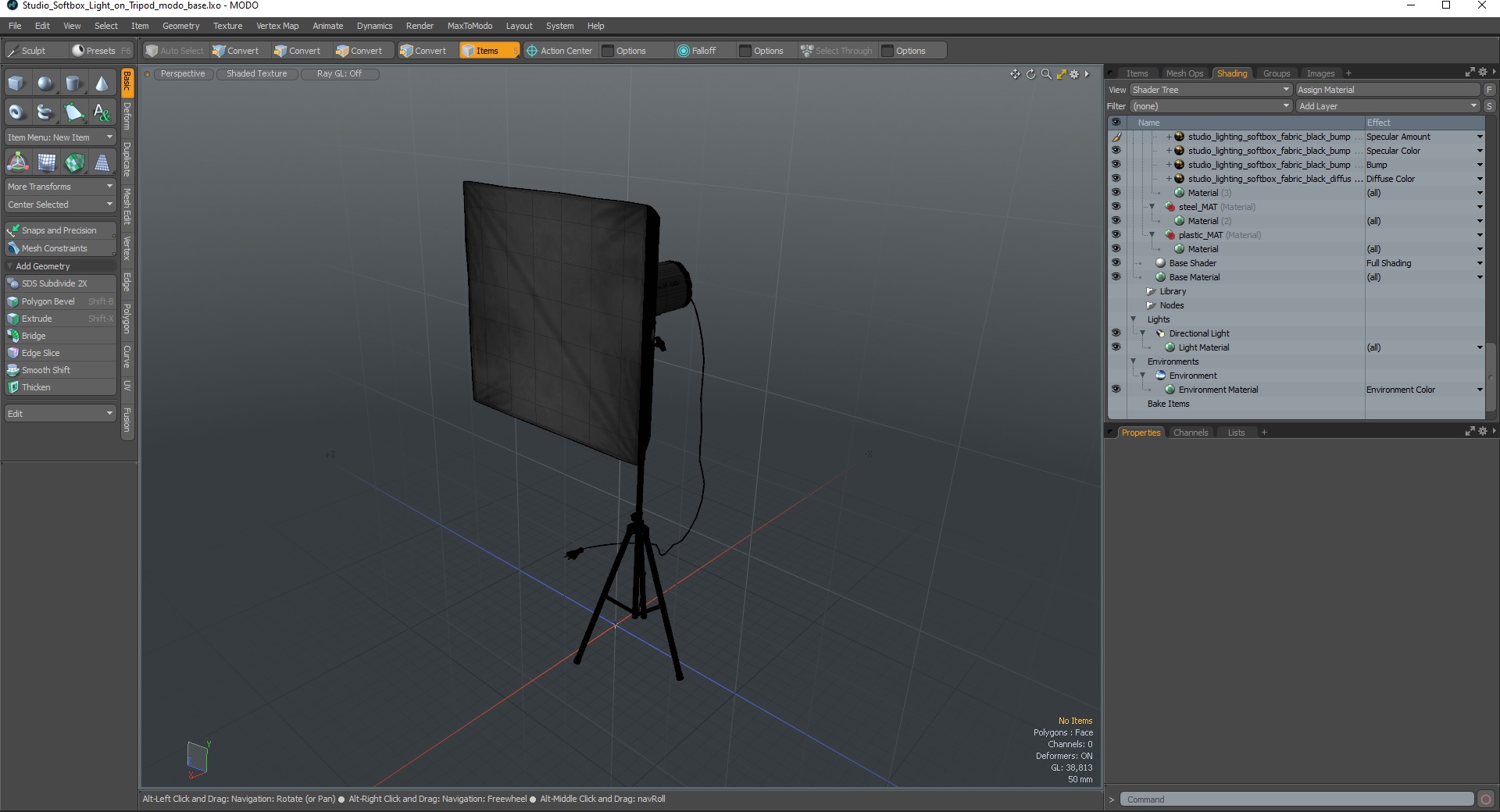 3D model Studio Softbox Light on Tripod