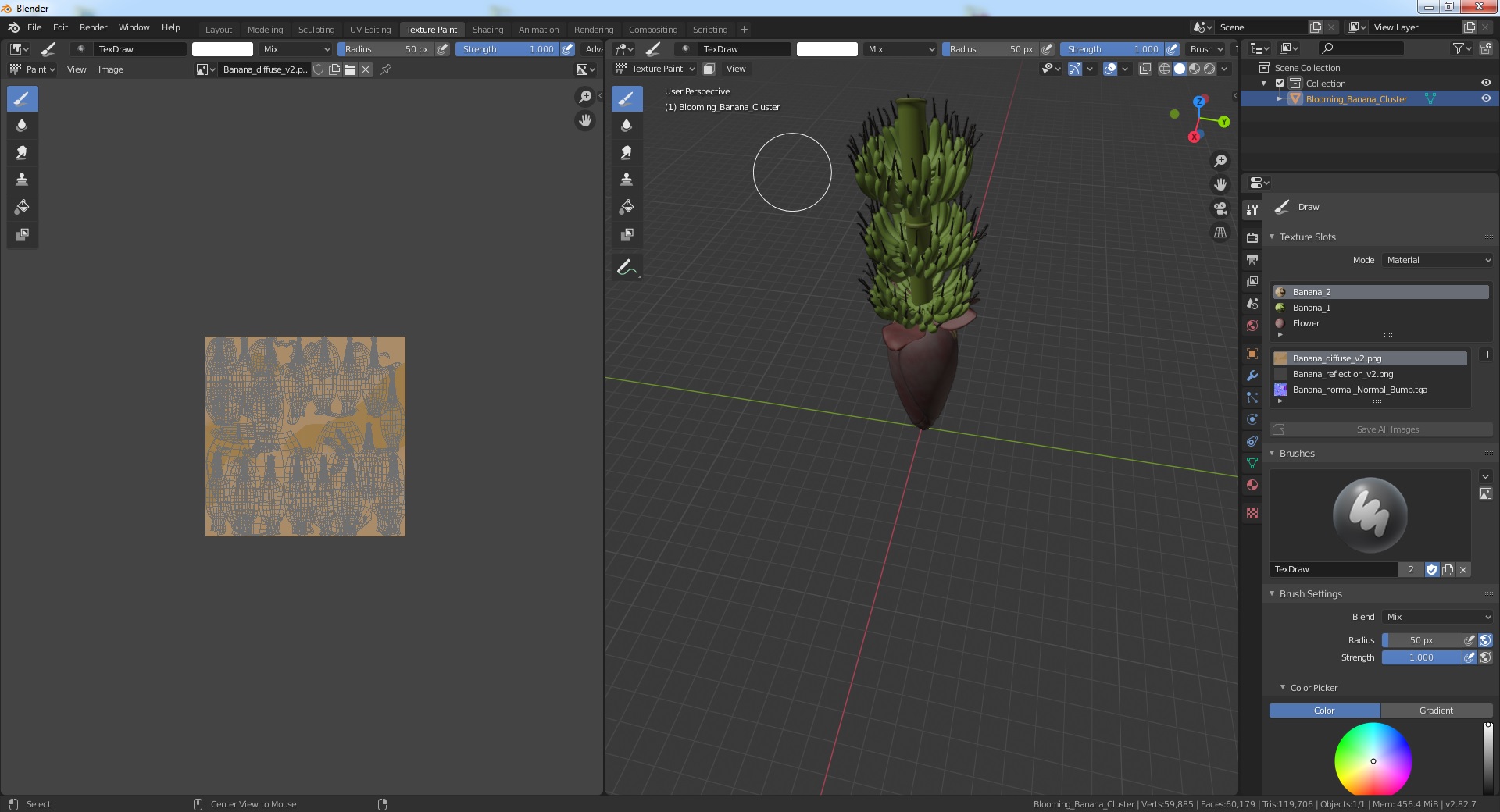 3D Blooming Banana Cluster model