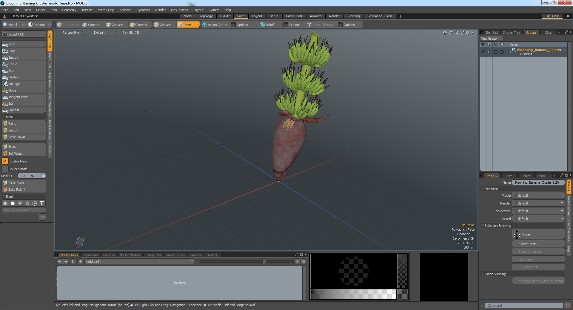 3D Blooming Banana Cluster model