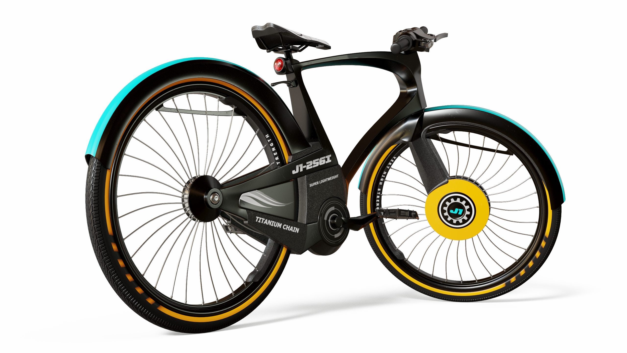 Futuristic Urban Bicycle Black Rigged 3D