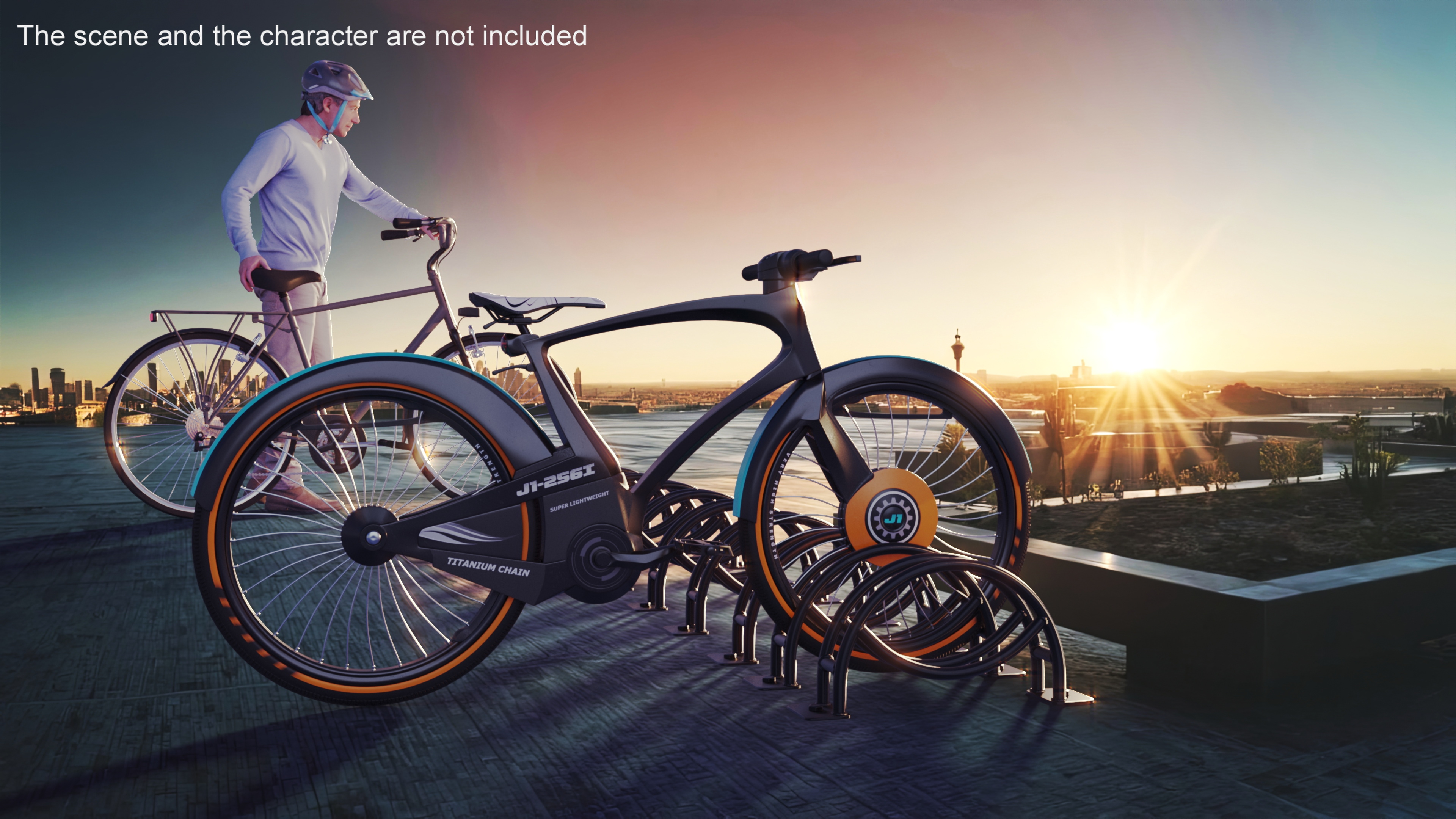 Futuristic Urban Bicycle Black Rigged 3D