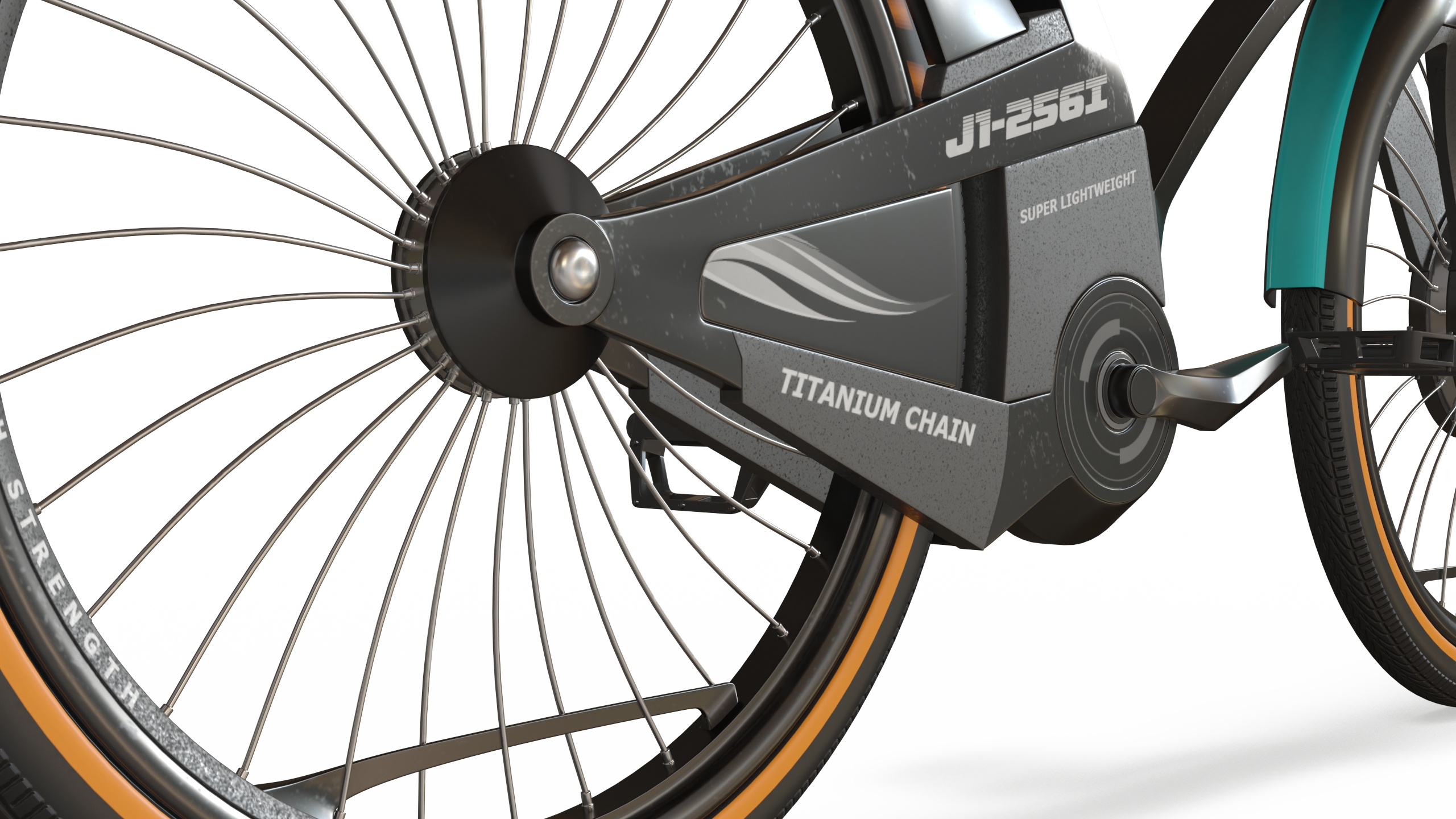 Futuristic Urban Bicycle Black Rigged 3D