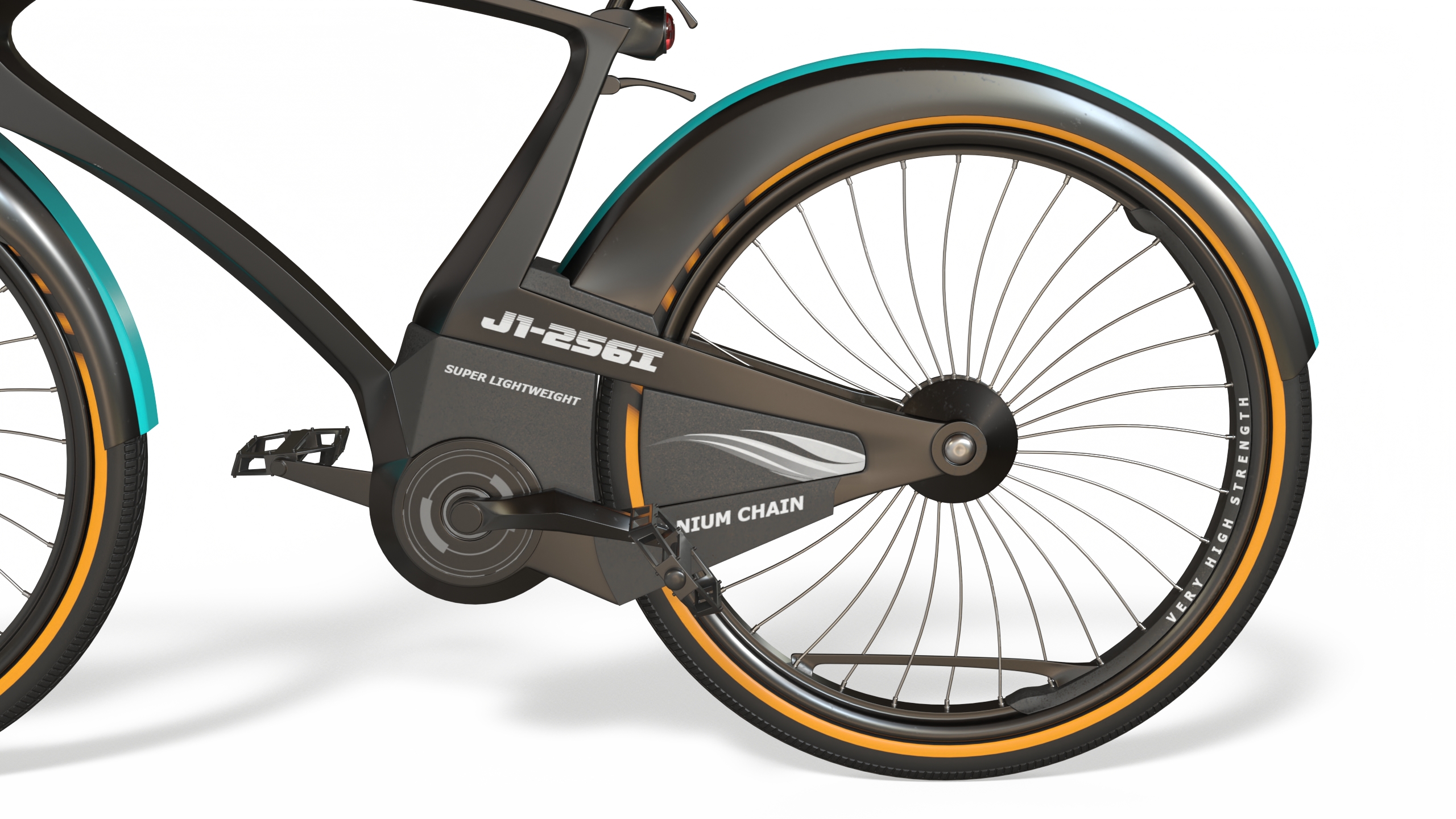 Futuristic Urban Bicycle Black Rigged 3D