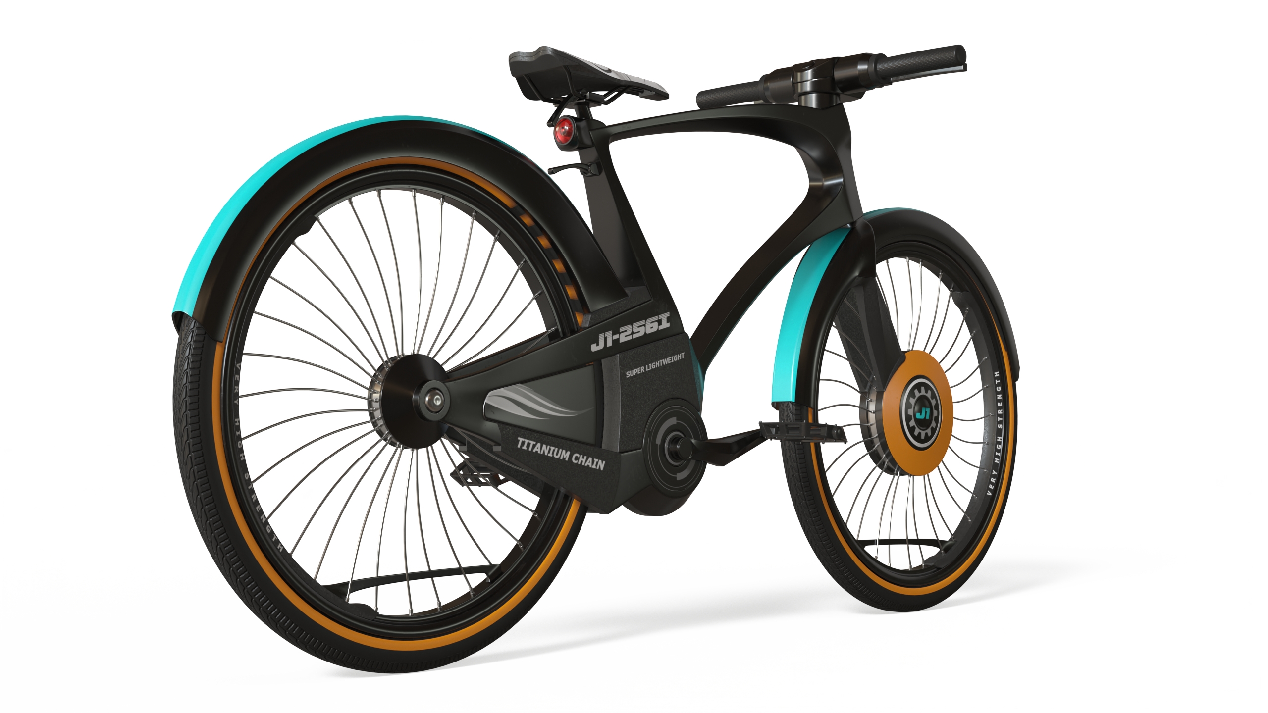 Futuristic Urban Bicycle Black Rigged 3D