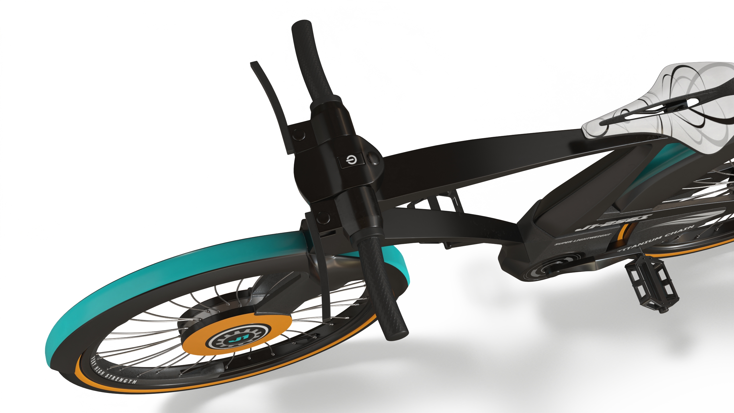 Futuristic Urban Bicycle Black Rigged 3D