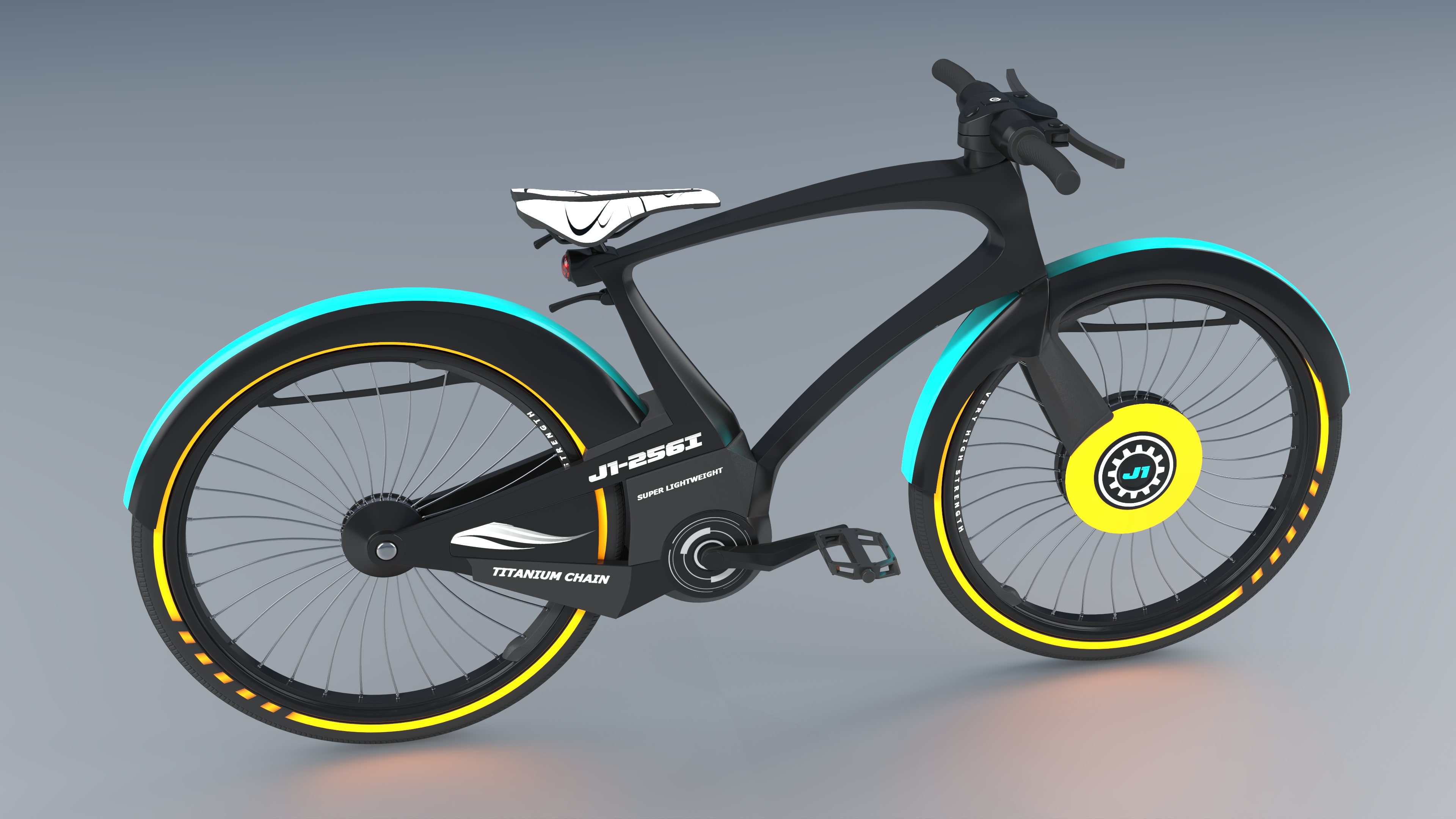 Futuristic Urban Bicycle Black Rigged 3D