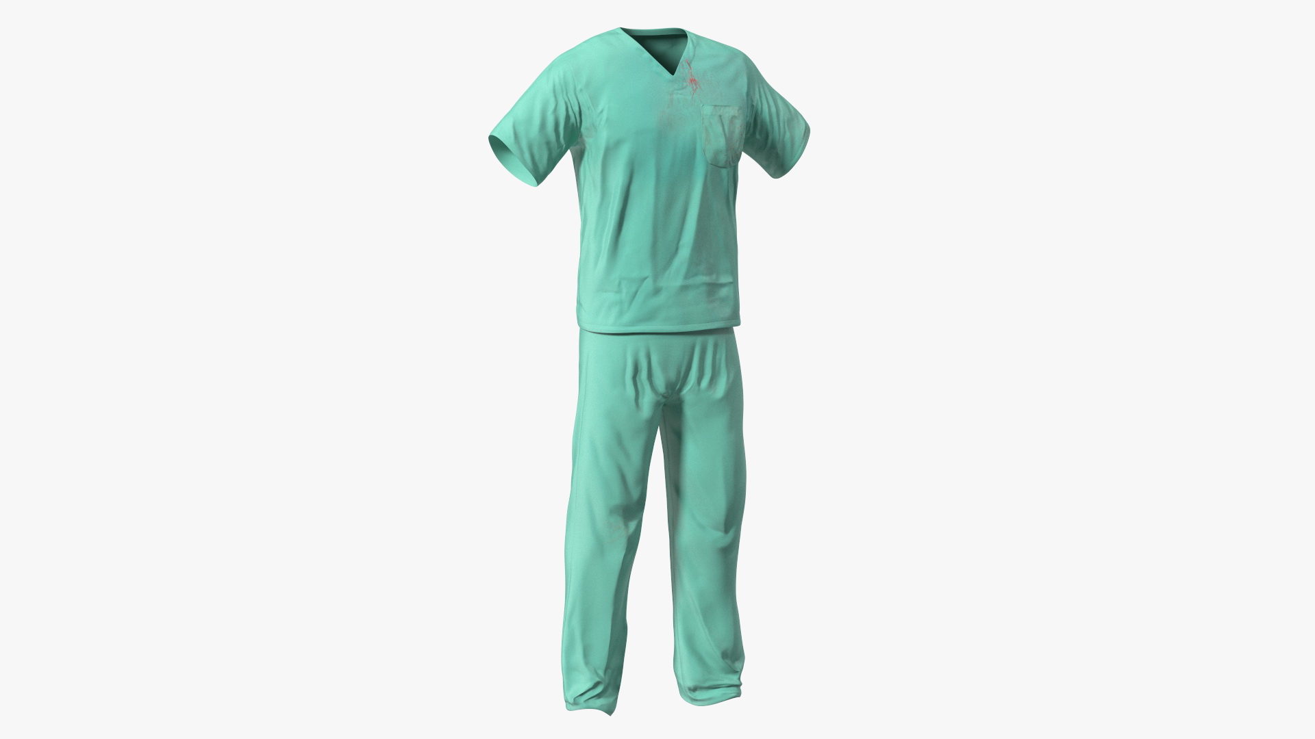 3D model Surgeon Green Scrubs Shirt Blood Stained