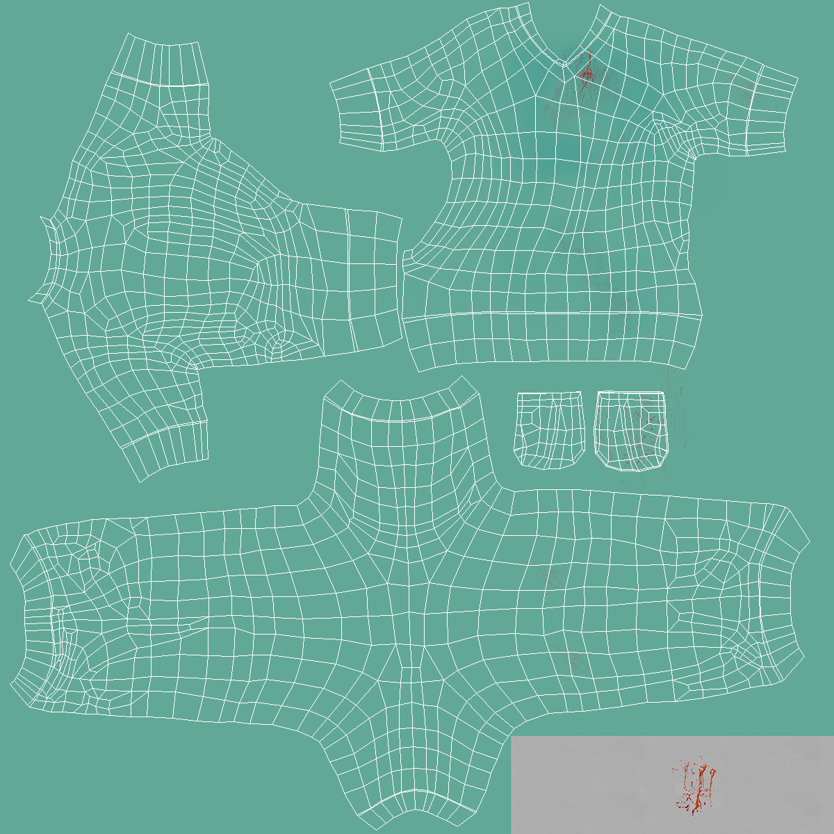 3D model Surgeon Green Scrubs Shirt Blood Stained