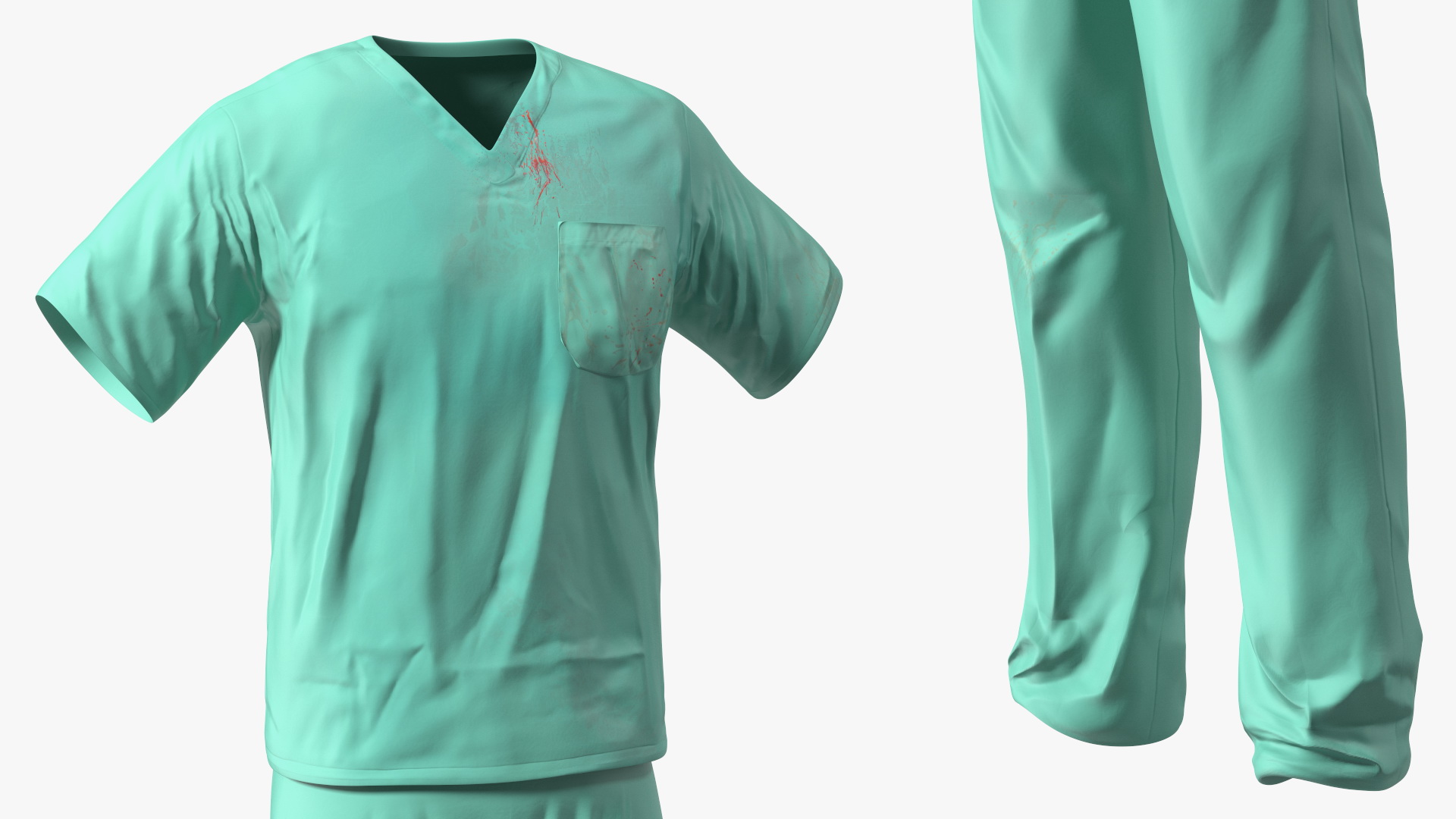 3D model Surgeon Green Scrubs Shirt Blood Stained