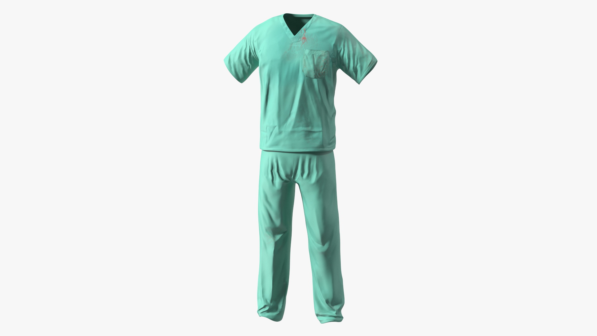 3D model Surgeon Green Scrubs Shirt Blood Stained