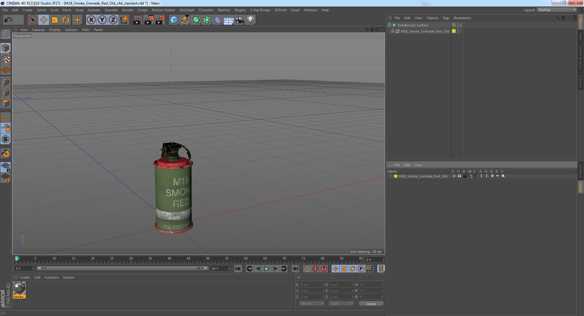 3D model M18 Smoke Grenade Red Old
