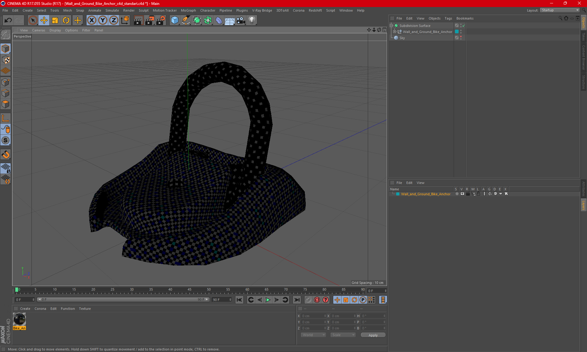 Wall and Ground Bike Anchor 3D