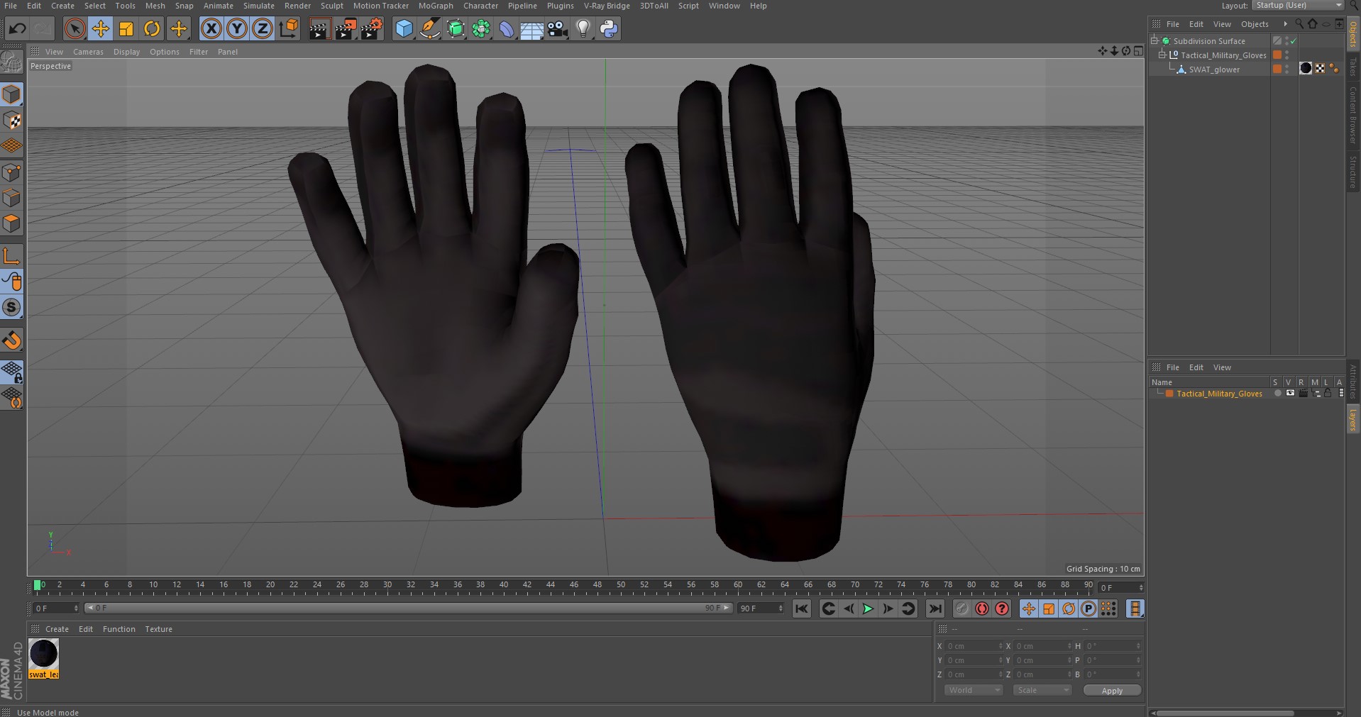 Tactical Military Gloves 3D model