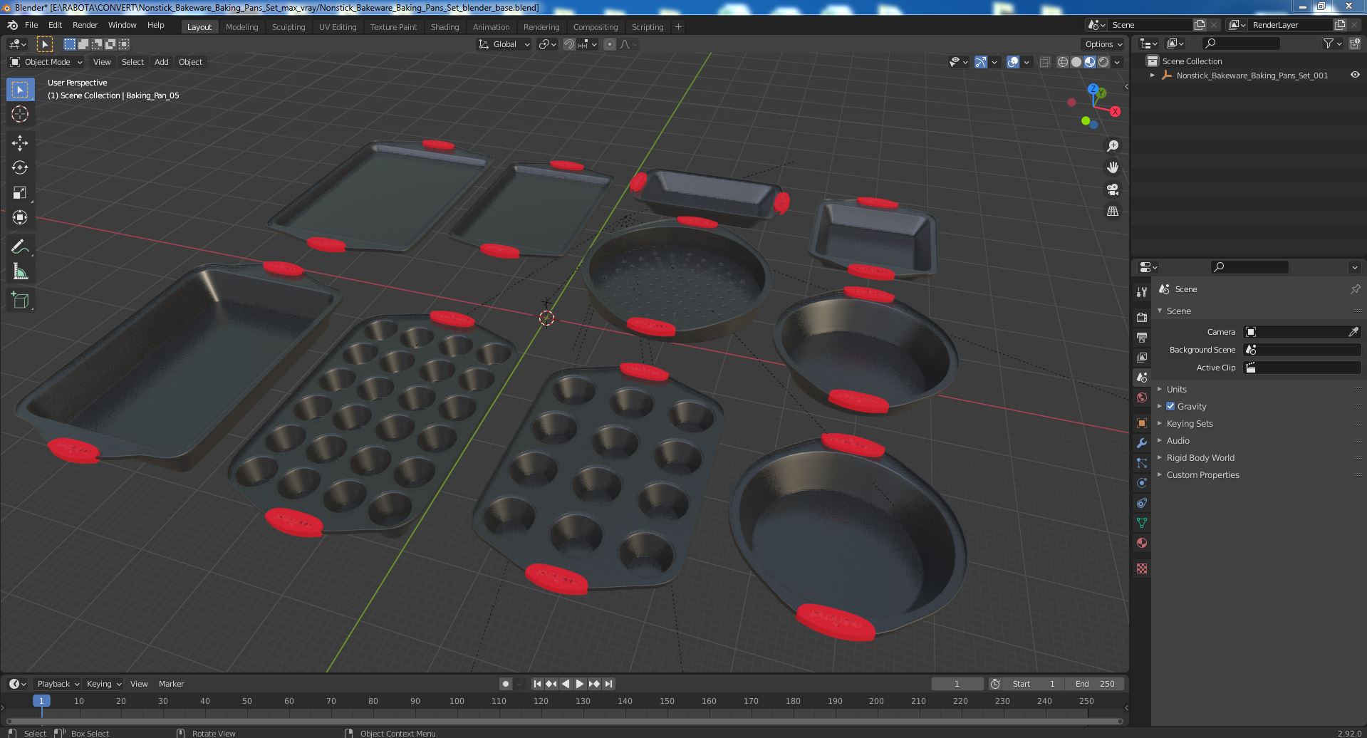 3D Nonstick Bakeware Baking Pans Set model