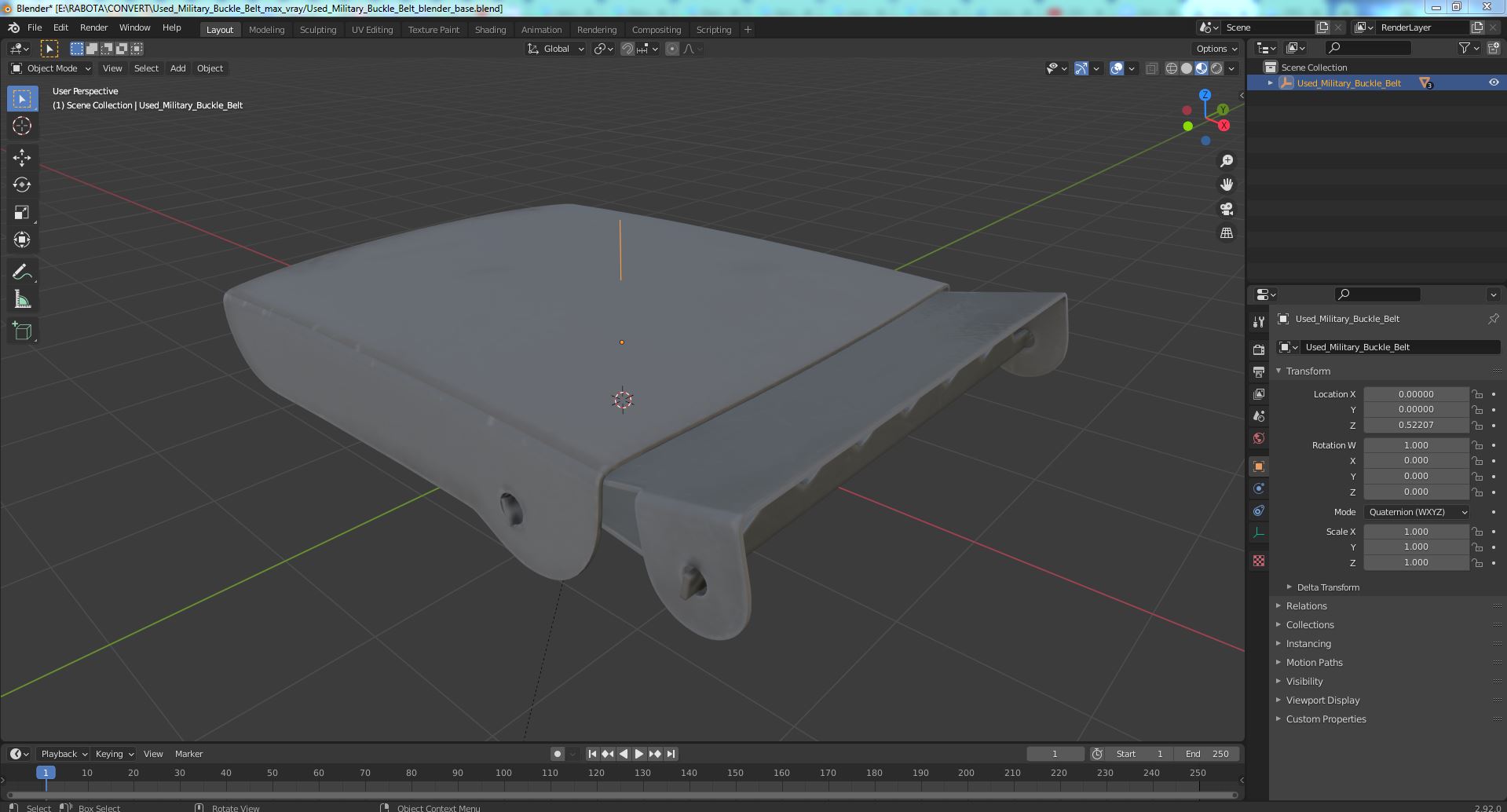 3D model Used Military Buckle Belt