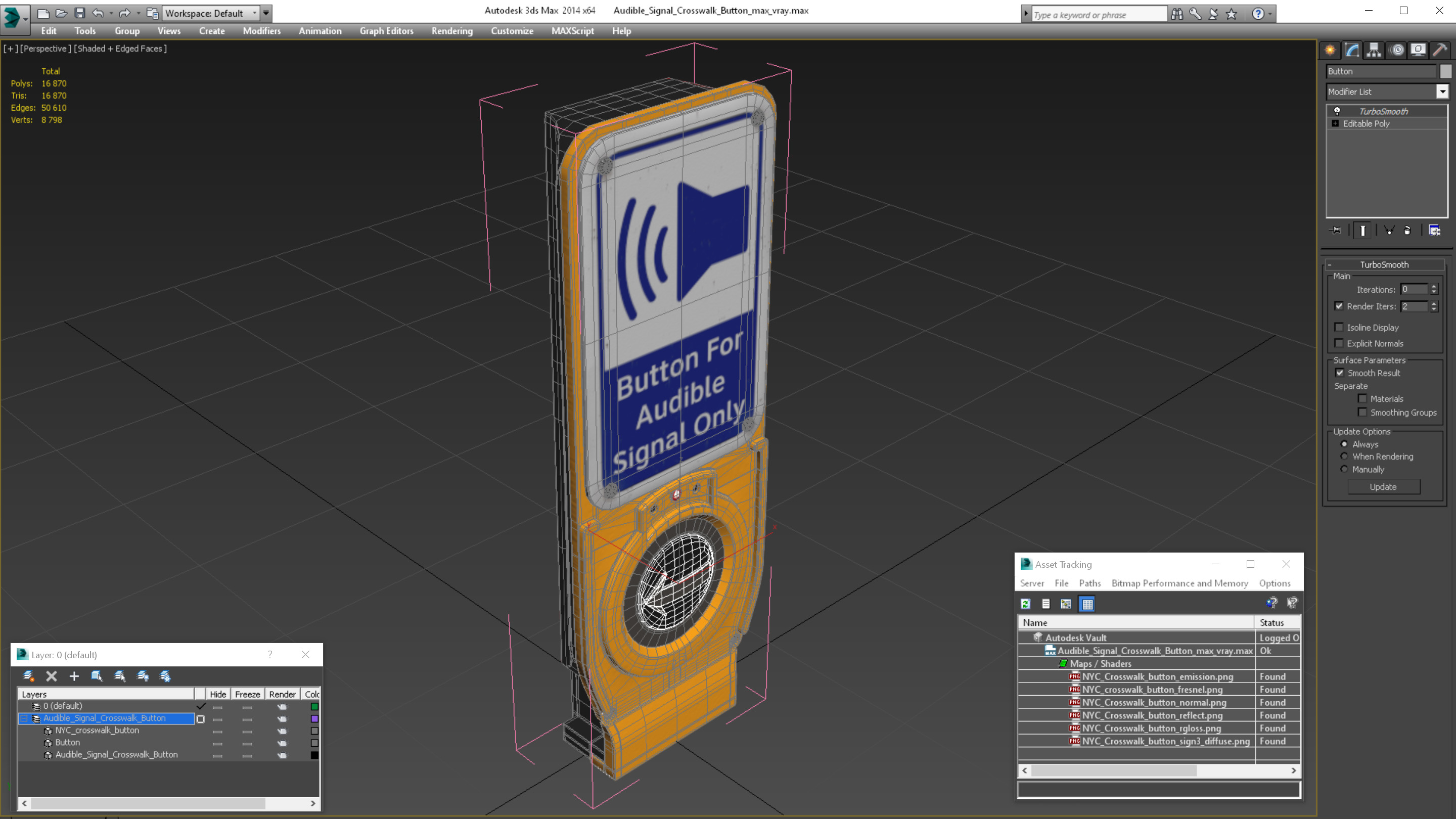 3D Audible Signal Crosswalk Button