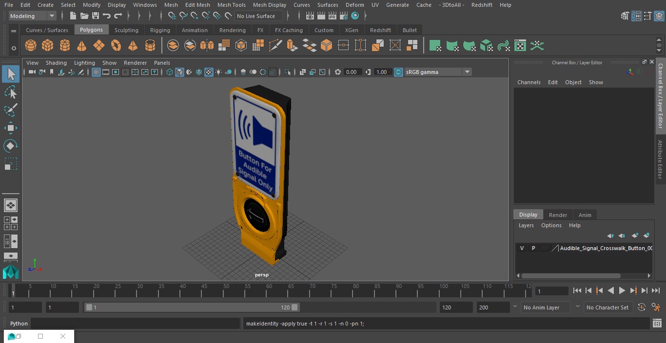 3D Audible Signal Crosswalk Button