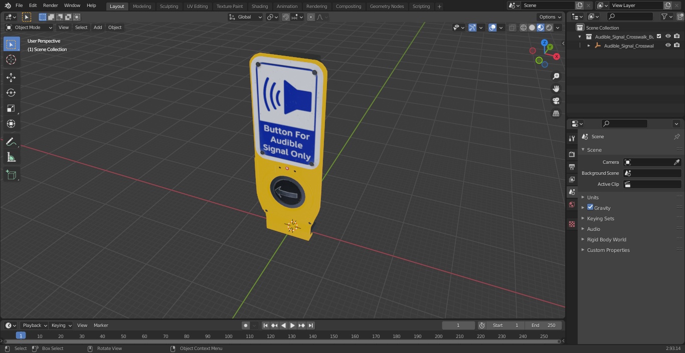 3D Audible Signal Crosswalk Button