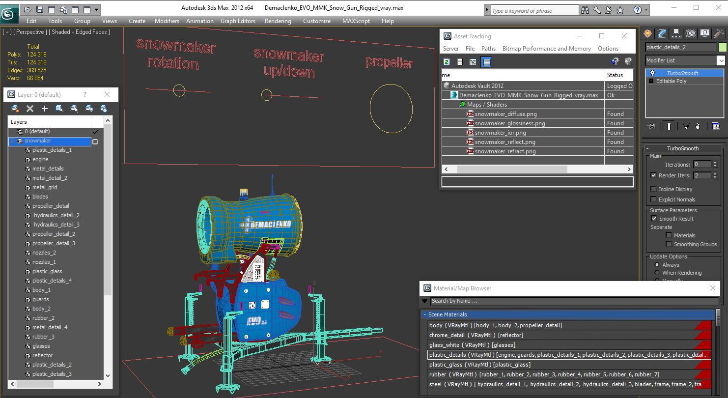 Demaclenko EVO MMK Snow Gun Rigged 3D model