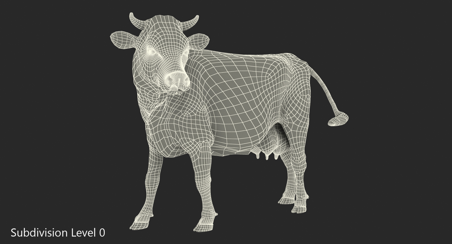 3D Holstein Cow with Fur