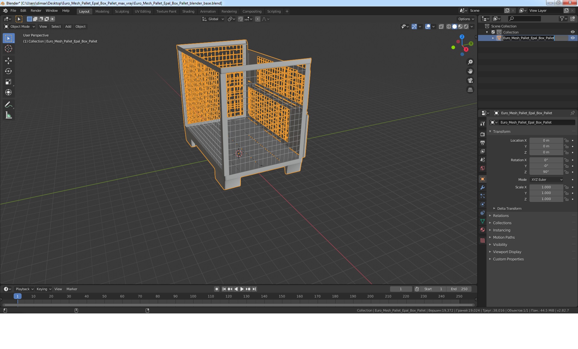 Euro Mesh Pallet Epal Box Pallet 3D