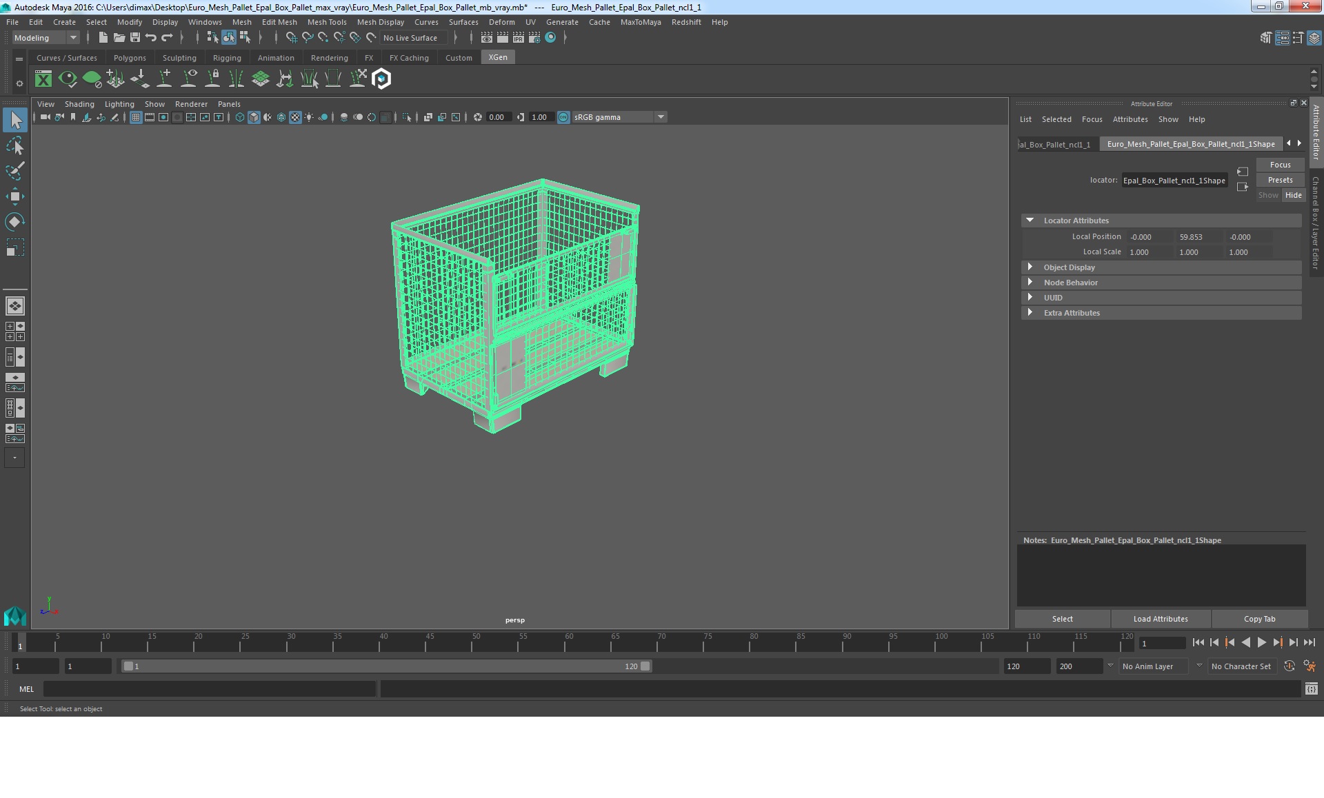 Euro Mesh Pallet Epal Box Pallet 3D