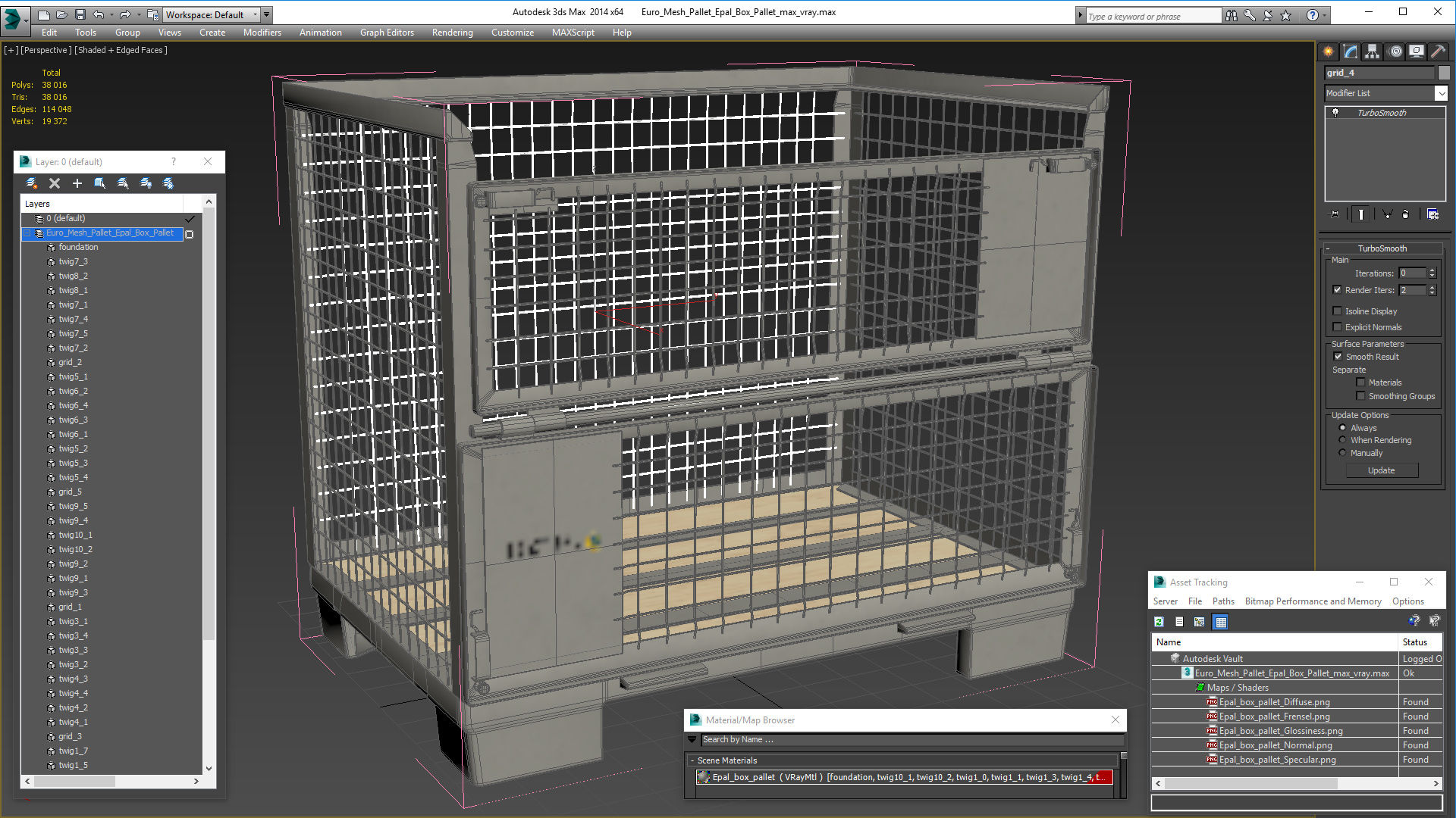 Euro Mesh Pallet Epal Box Pallet 3D