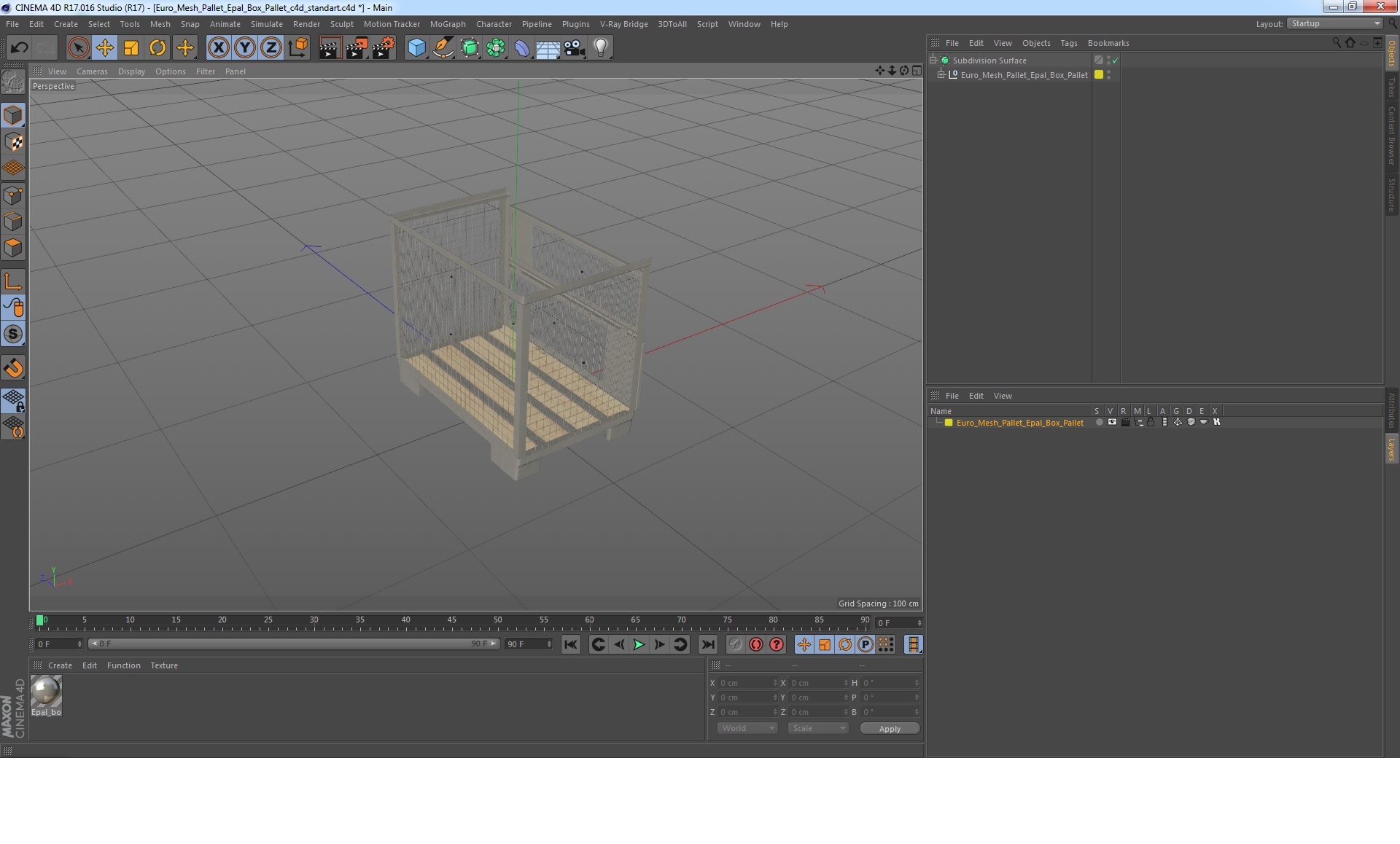 Euro Mesh Pallet Epal Box Pallet 3D