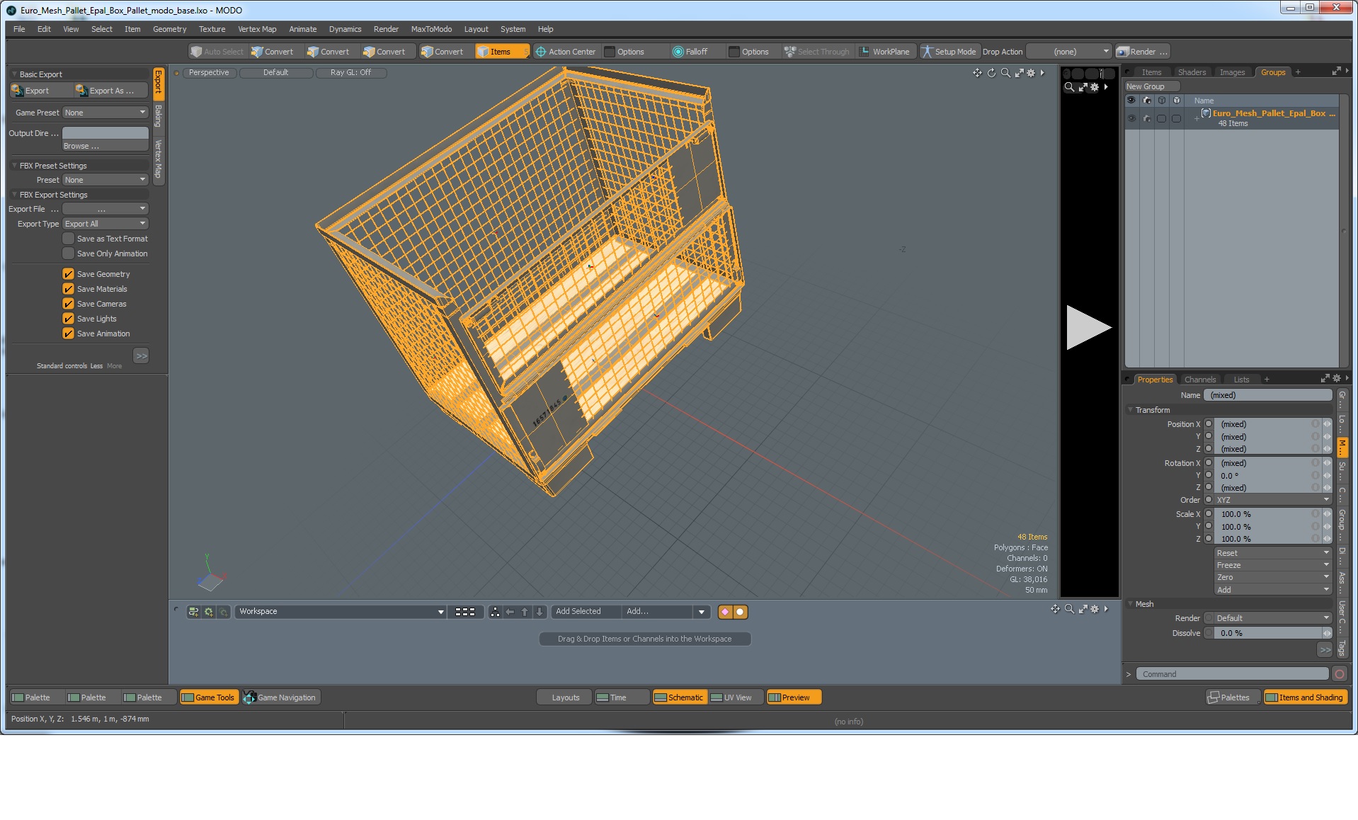 Euro Mesh Pallet Epal Box Pallet 3D