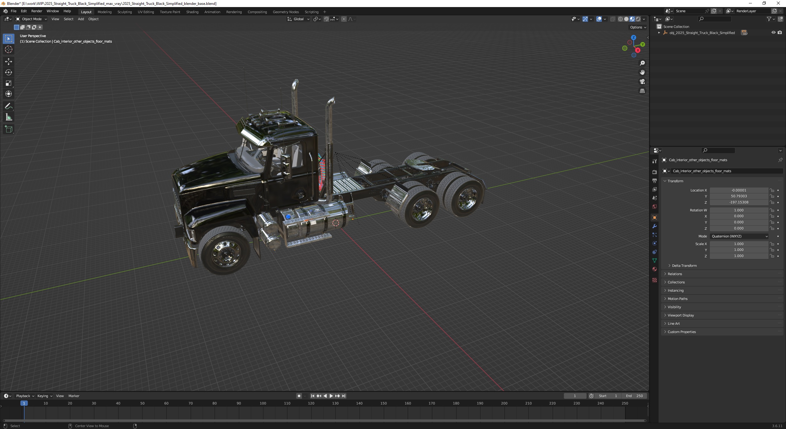 3D 2025 Straight Truck Black Simplified