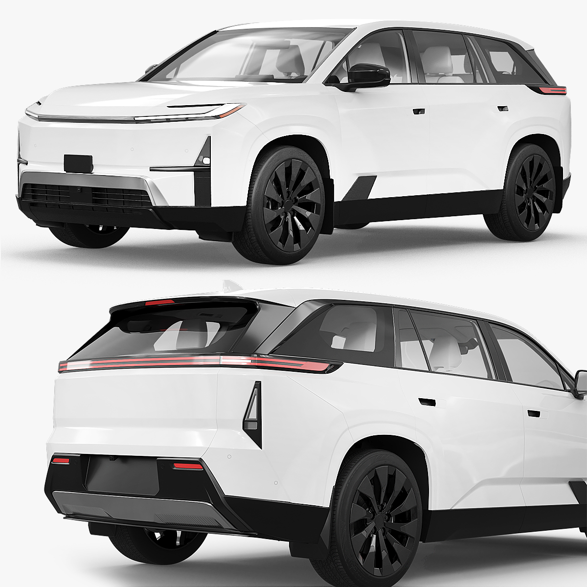 Modern Mid Size Electric Family Crossover 3D model preview