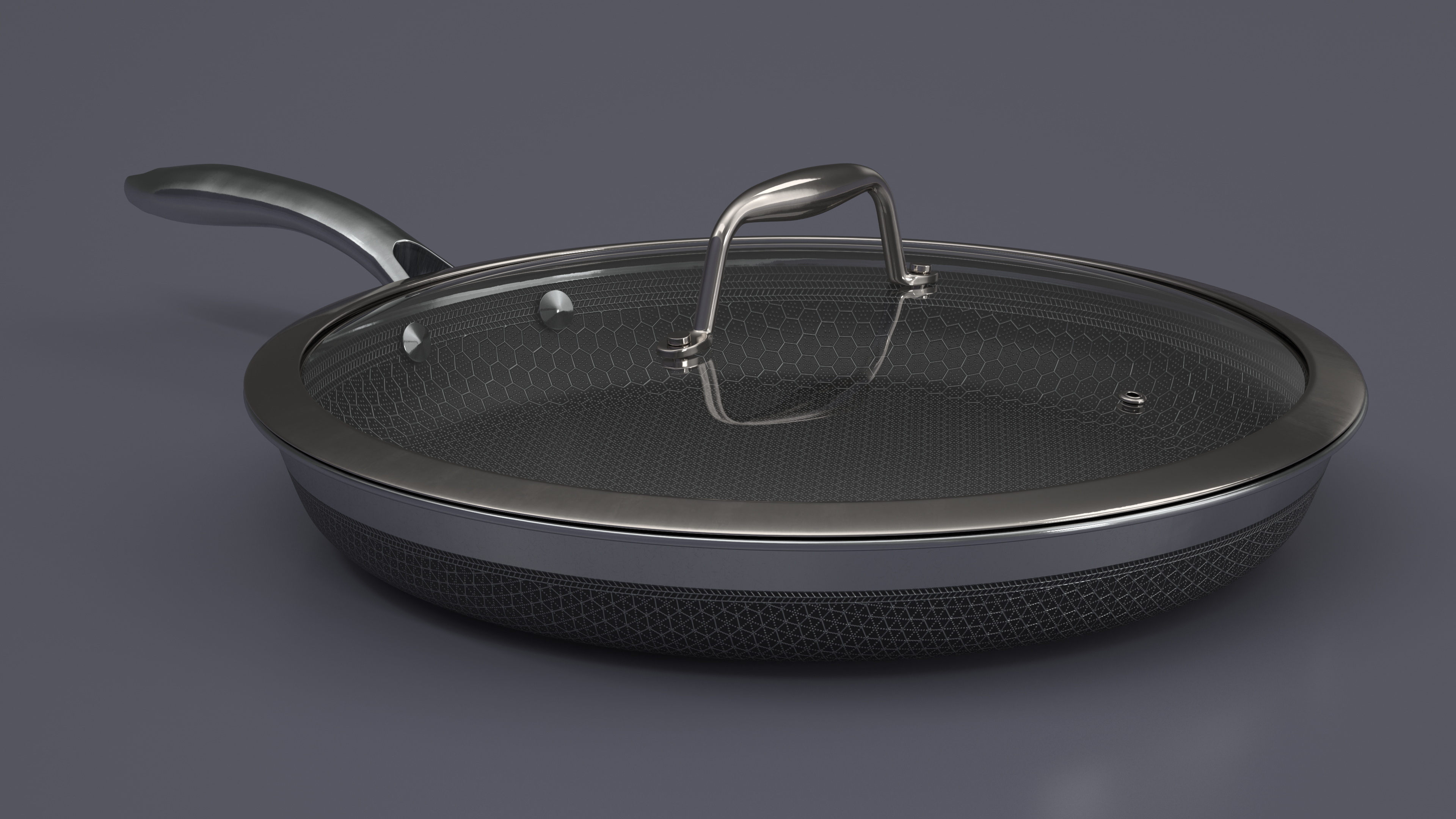 HexClad Hybrid Nonstick Pan with Lid 12-inch 3D model