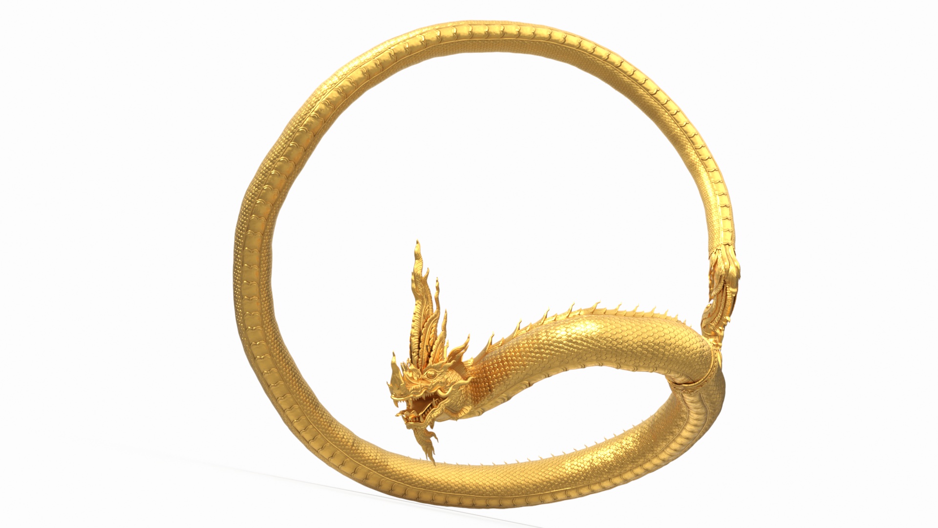 3D Gold Naga Dragon Rigged model