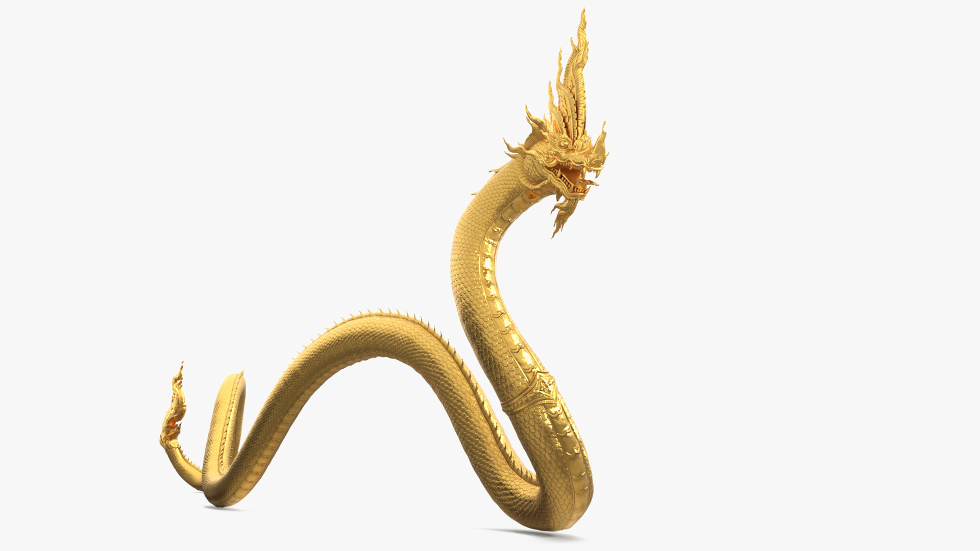 3D Gold Naga Dragon Rigged model