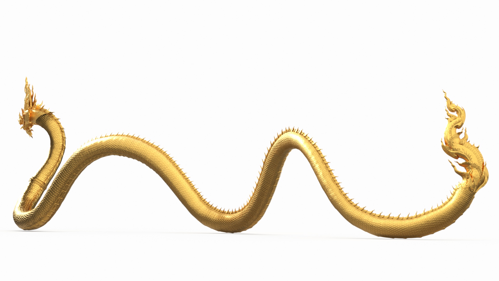 3D Gold Naga Dragon Rigged model