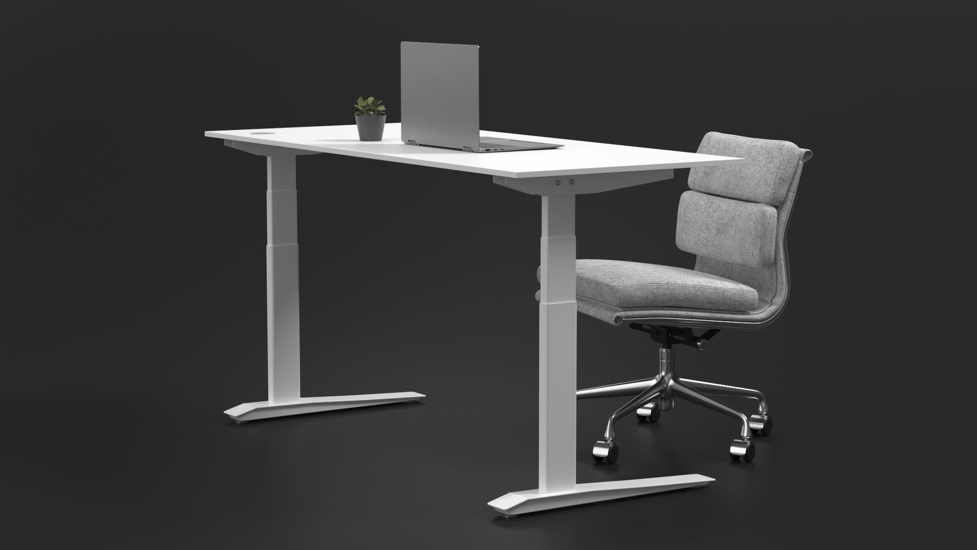 3D Workplace with Laptop
