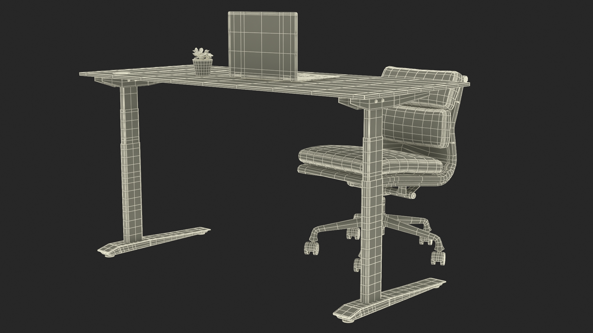 3D Workplace with Laptop