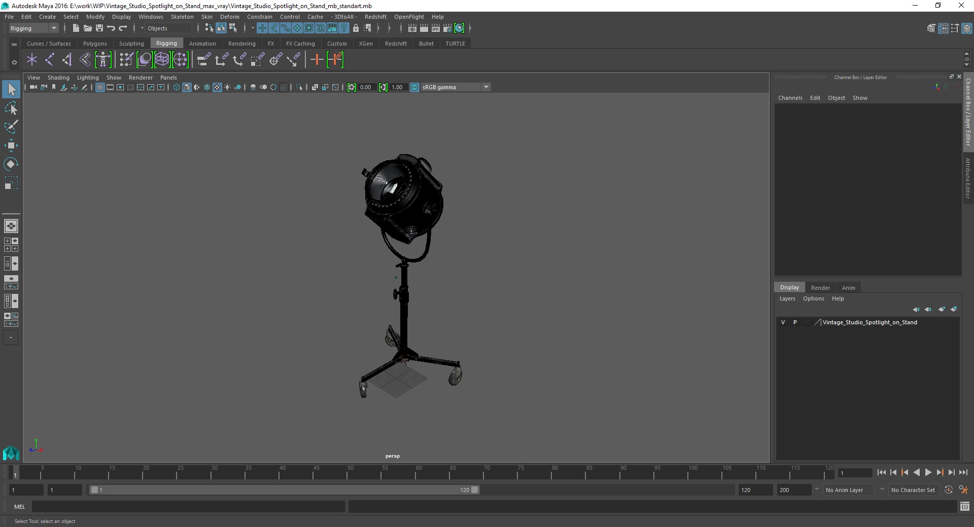 3D Vintage Studio Spotlight on Stand model
