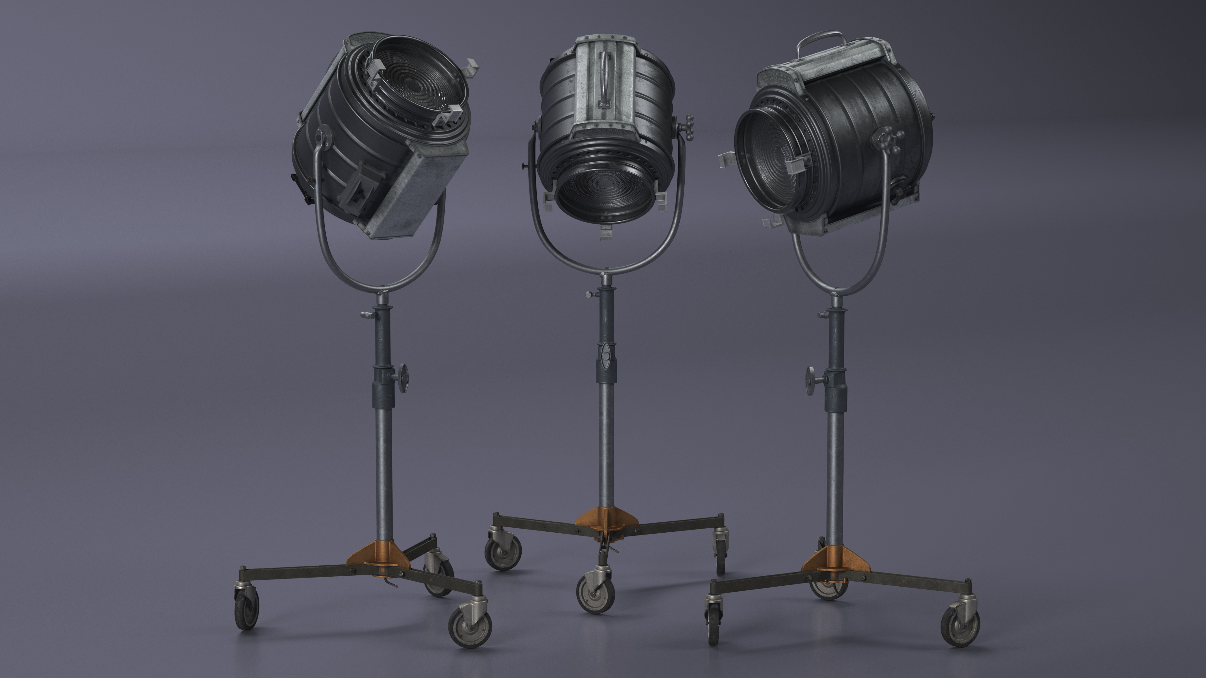 3D Vintage Studio Spotlight on Stand model